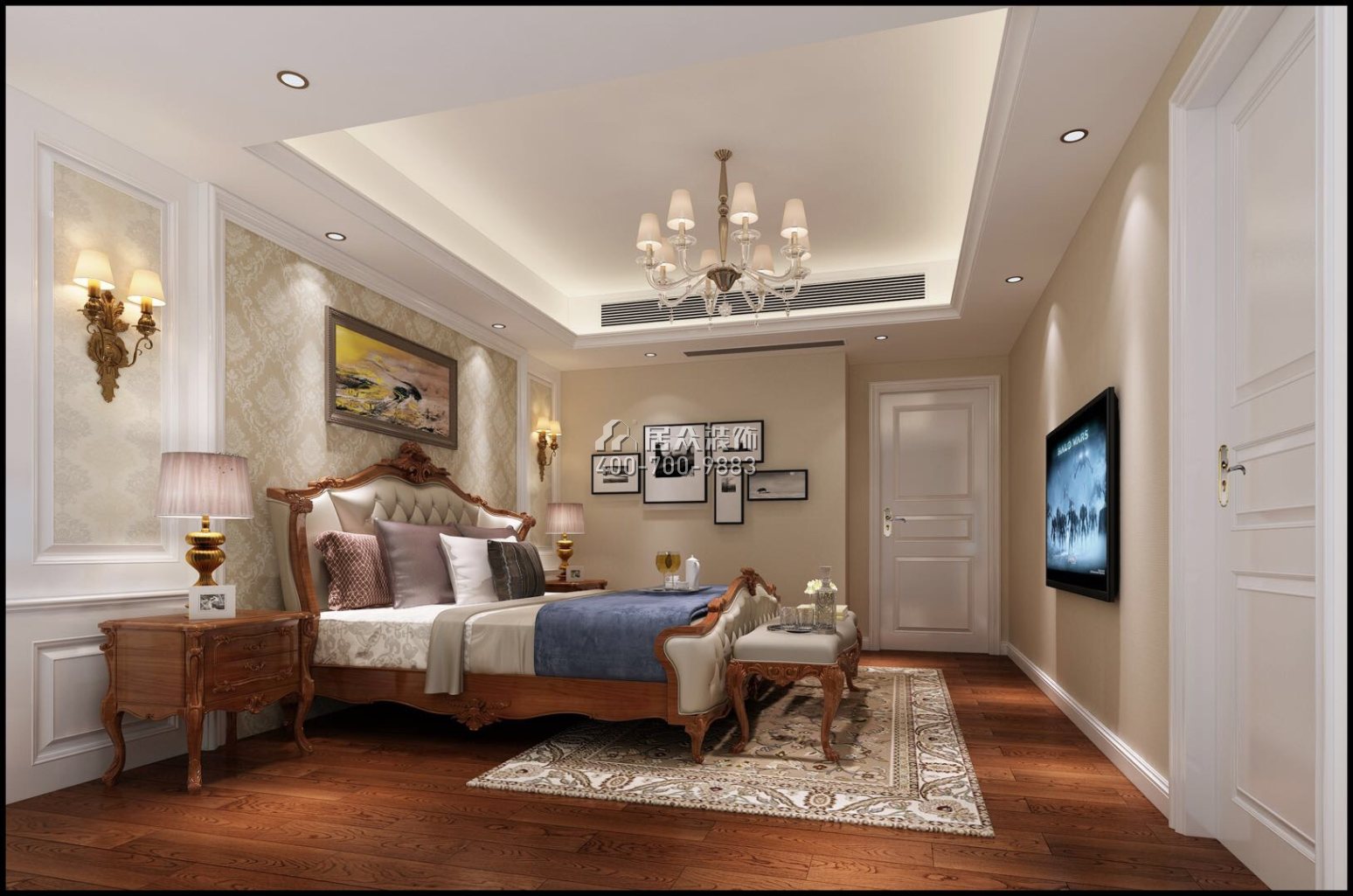 森林一號179平方米美式風格平層戶型臥室裝修效果圖