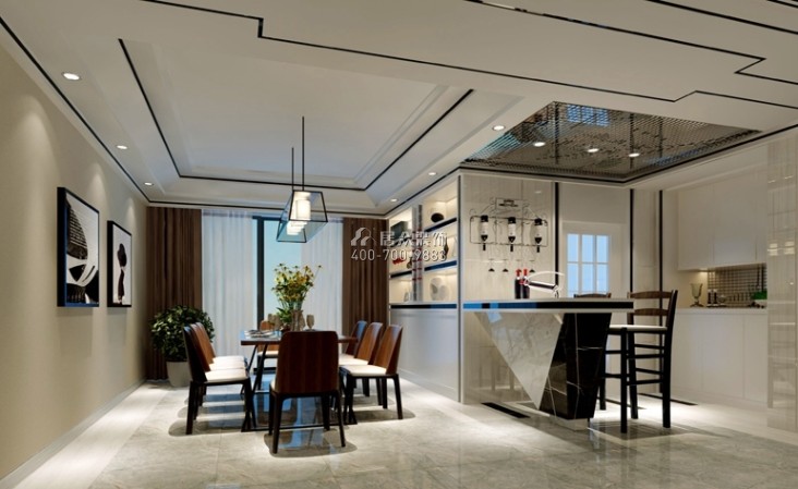 大信君匯灣135平方米現代簡約風格平層戶型餐廳裝修效果圖