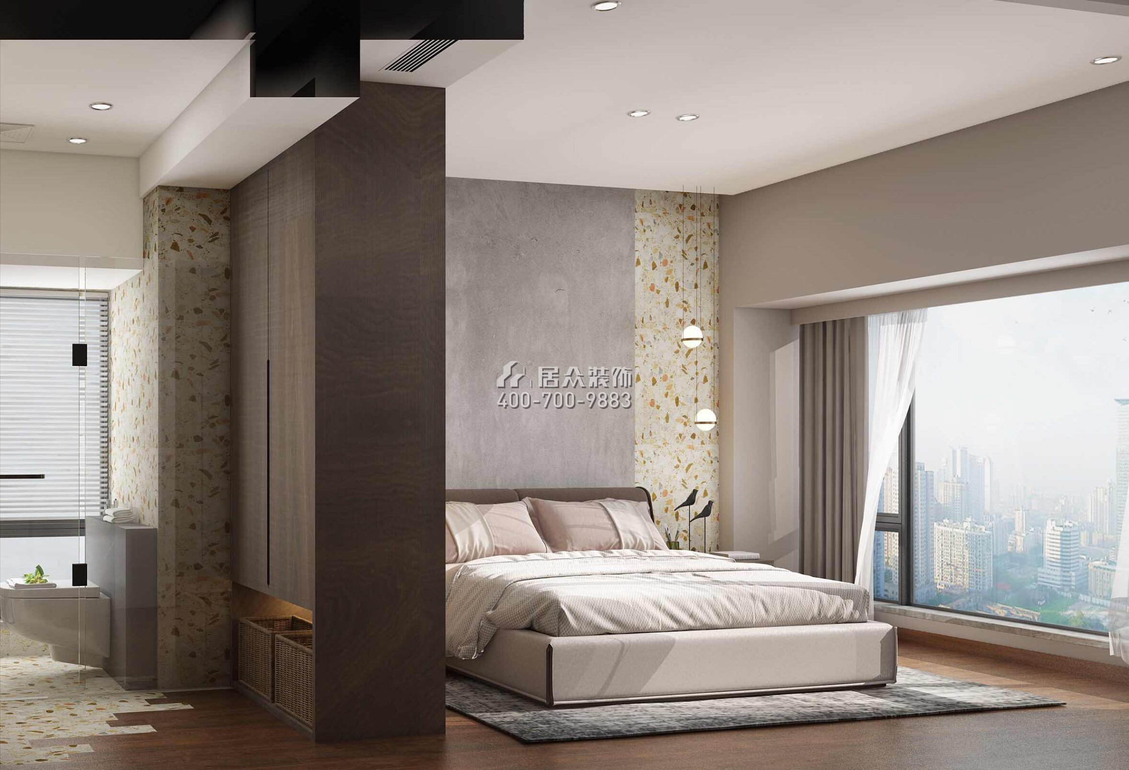 前海港湾140平方米现代简约风格平层户型卧室装修效果图