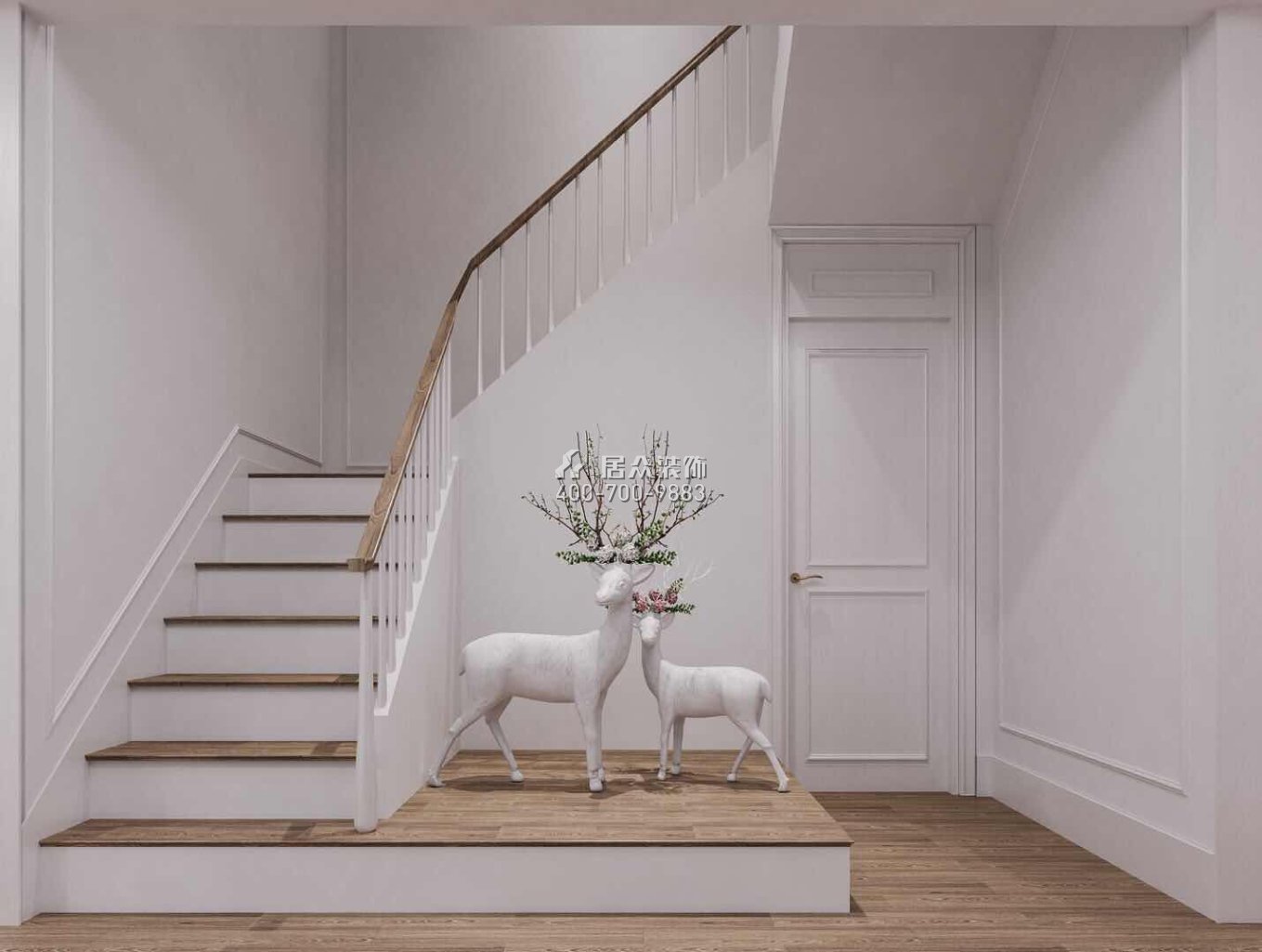 九洲保利天河320平方米现代简约风格别墅户型楼梯装修效果图