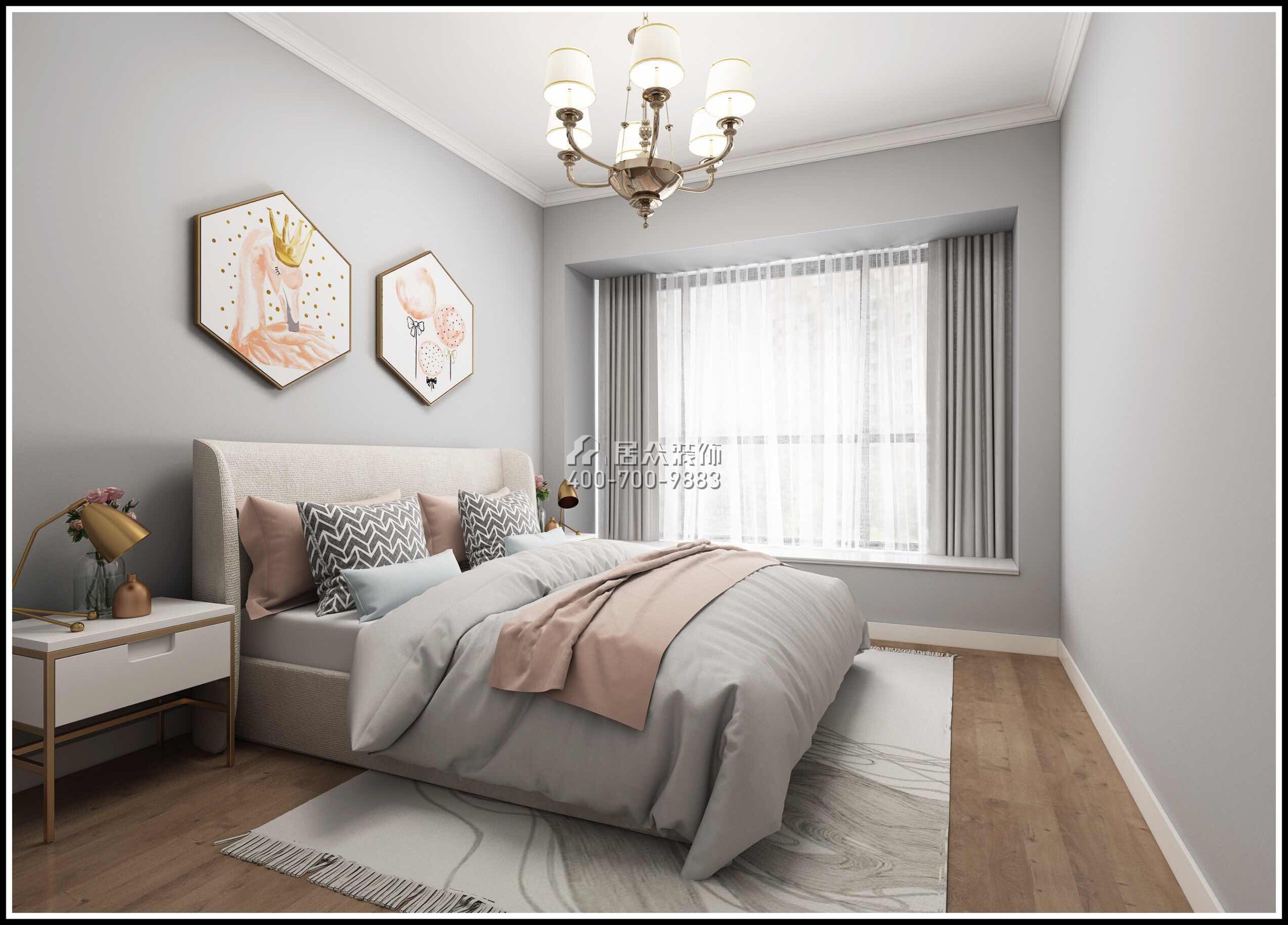 阳光粤海212平方米现代简约风格平层户型卧室装修效果图