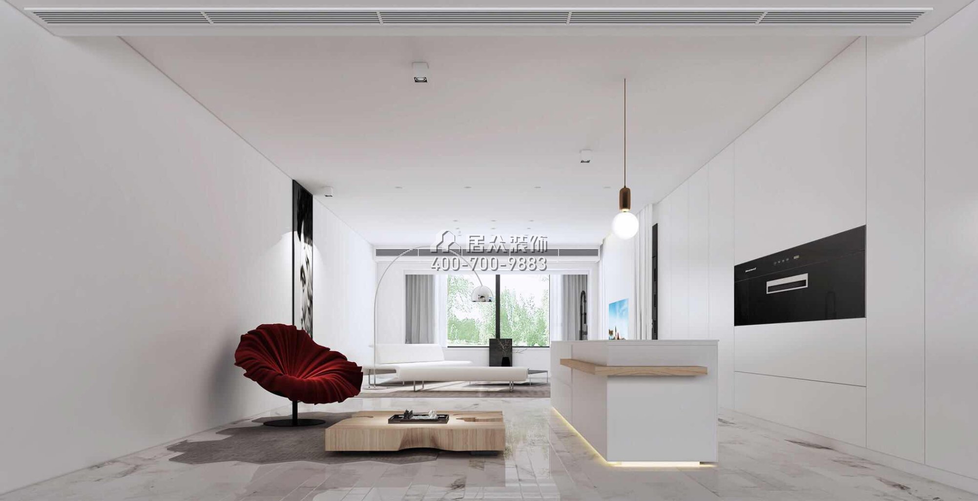 華發峰景灣217平方米現代簡約風格平層戶型客廳裝修效果圖