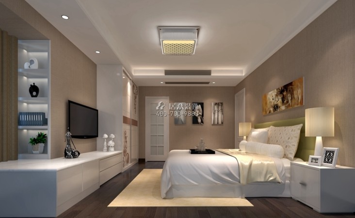 龙湖滟澜山260平方米现代简约风格平层户型卧室装修效果图
