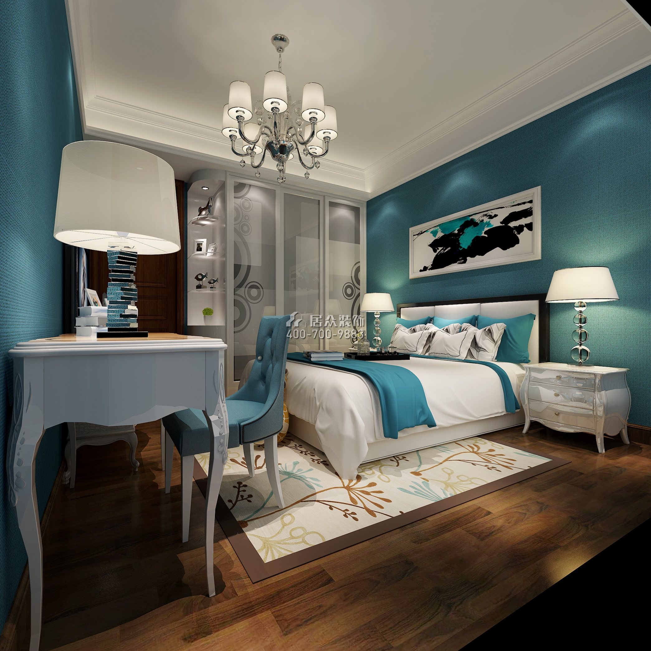 雅居乐花冠集192平方米欧式风格平层户型卧室装修效果图