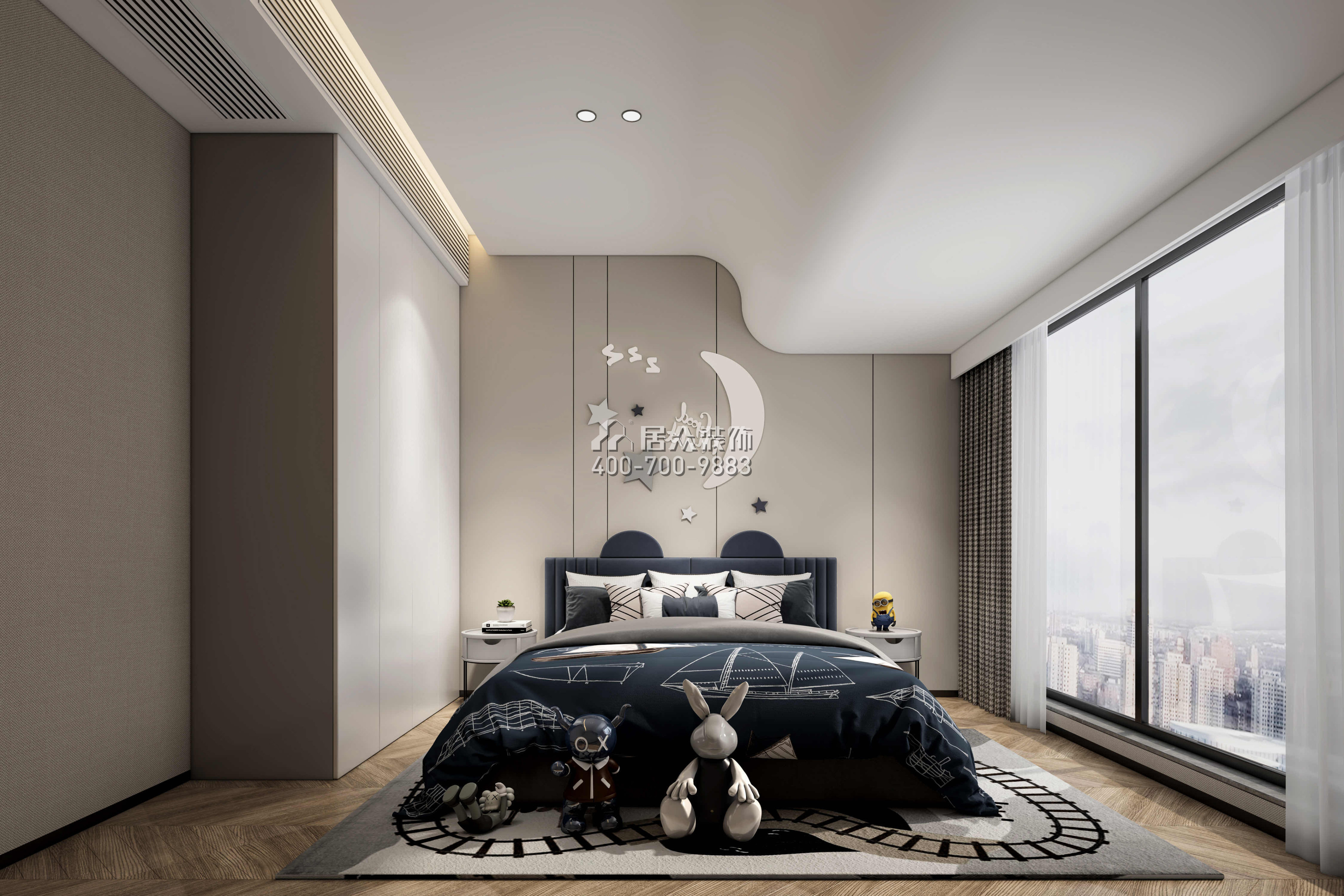 中旅国际公馆120平方米现代简约风格平层户型卧室装修效果图