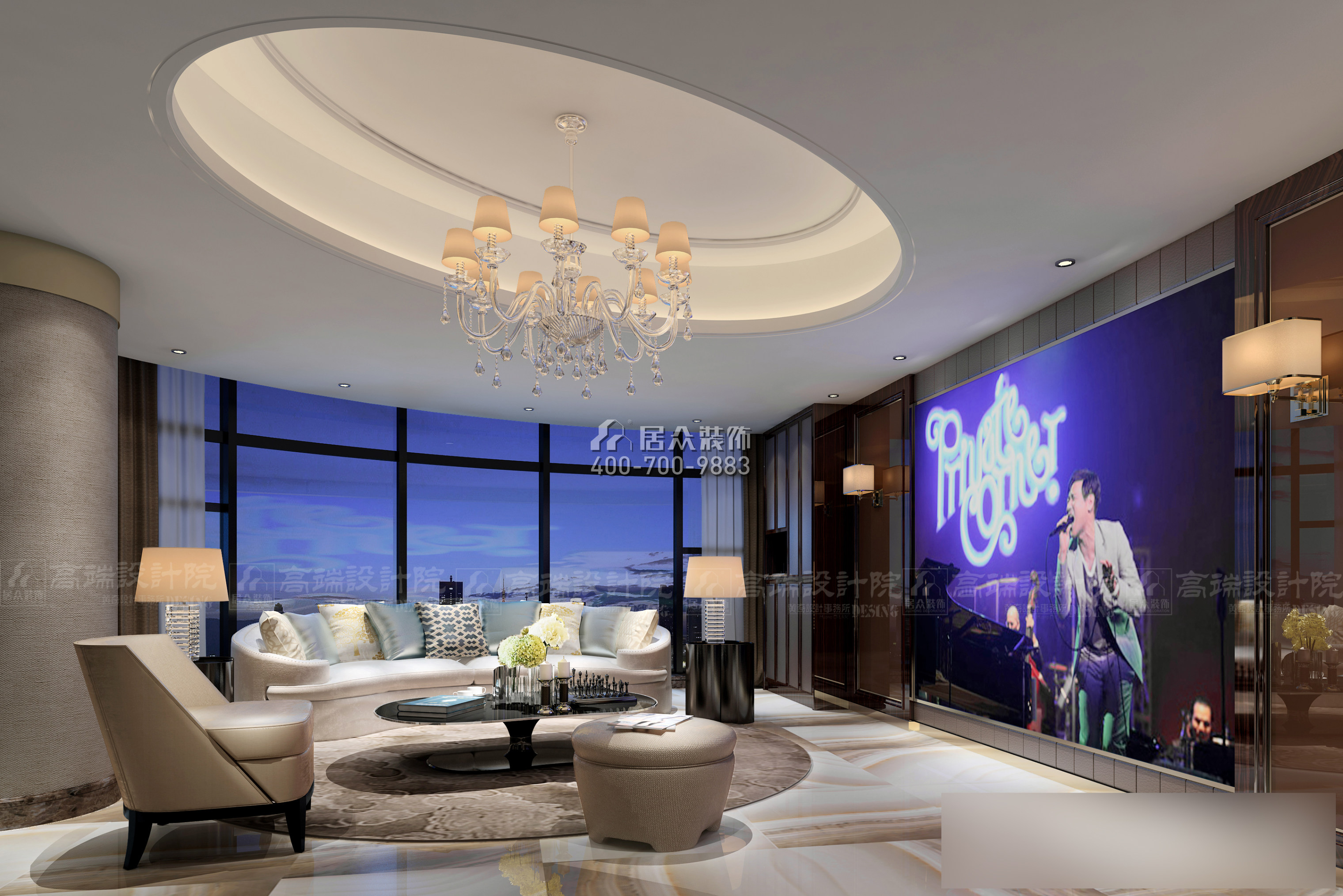 湘江豪庭900平方米其他風格復式戶型客廳裝修效果圖