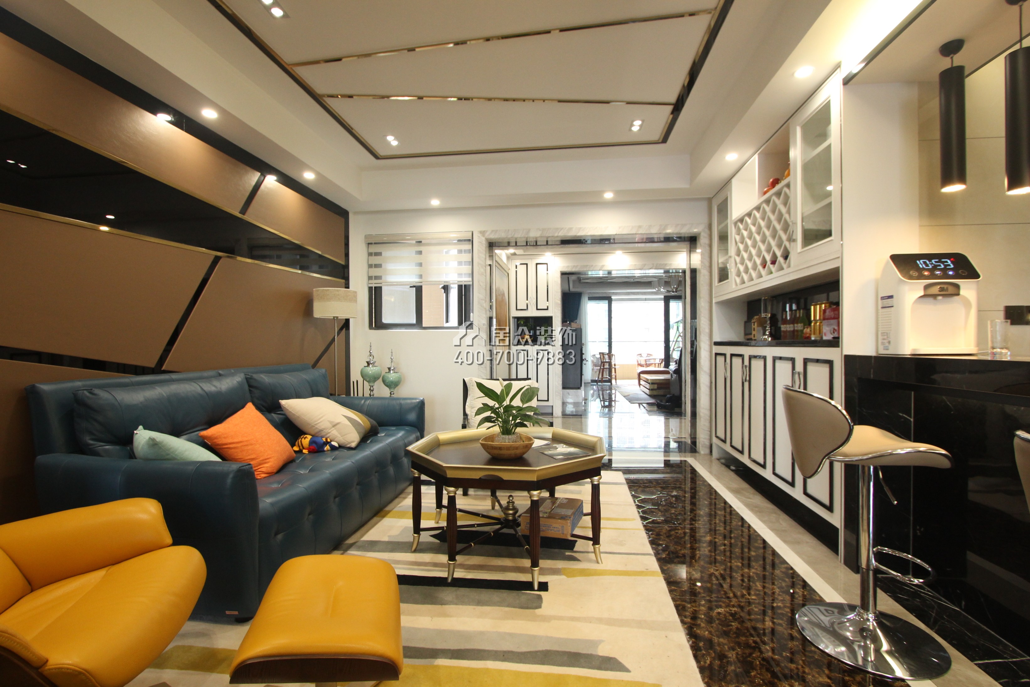 中洲中央公园270平方米现代简约风格平层户型客厅装修效果图