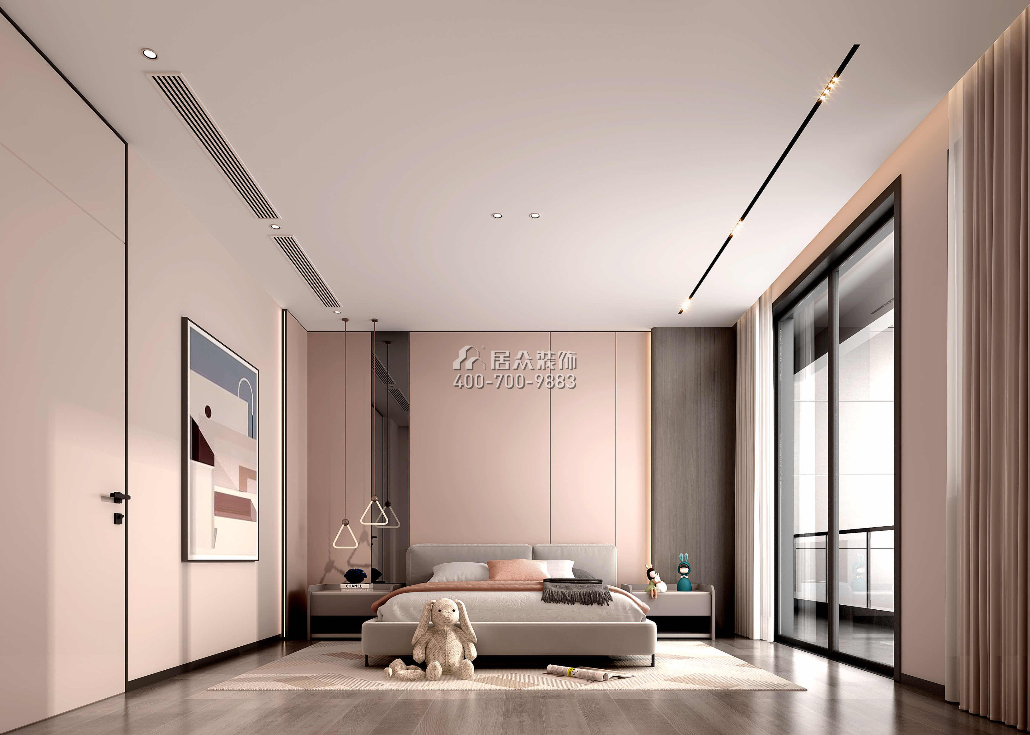 假日君悦湾380平方米现代简约风格复式户型卧室装修效果图