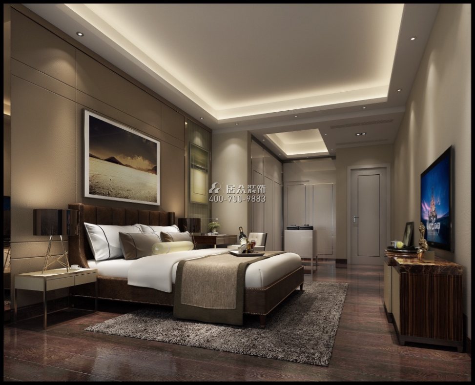 雅居乐富春山居199平方米现代简约风格平层户型卧室装修效果图