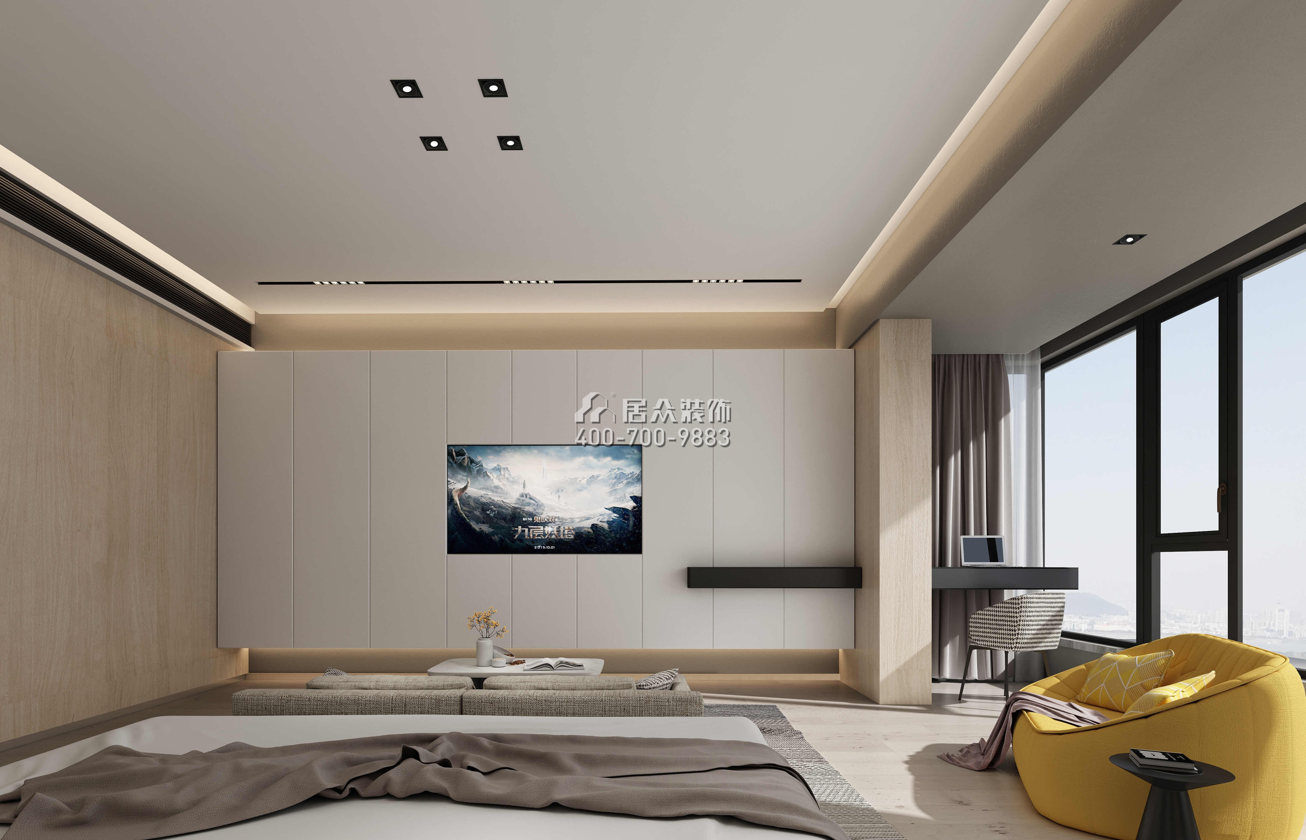 中建江山壹号400平方米现代简约风格平层户型卧室装修效果图