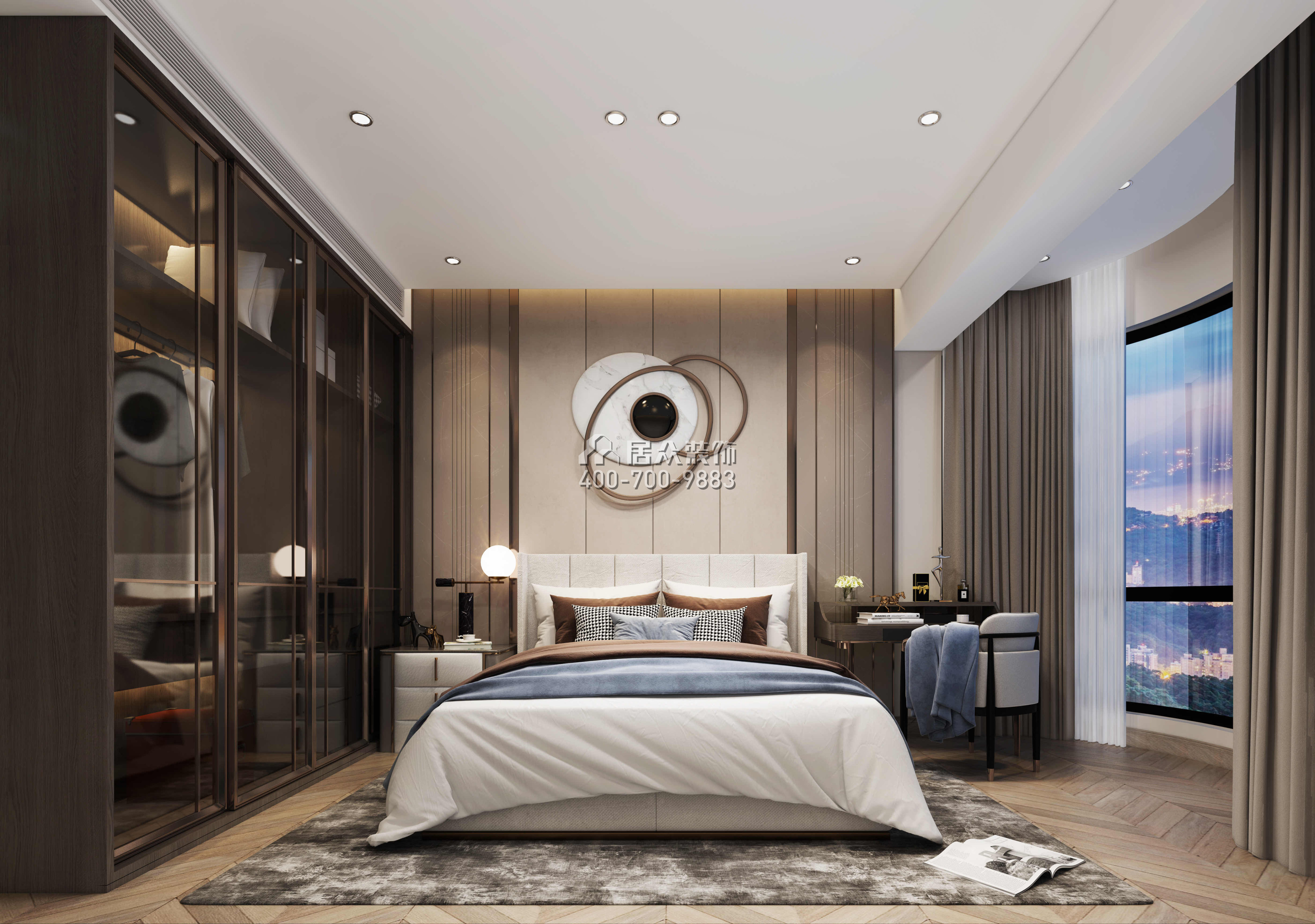 香逸名园105平方米现代简约风格平层户型卧室装修效果图