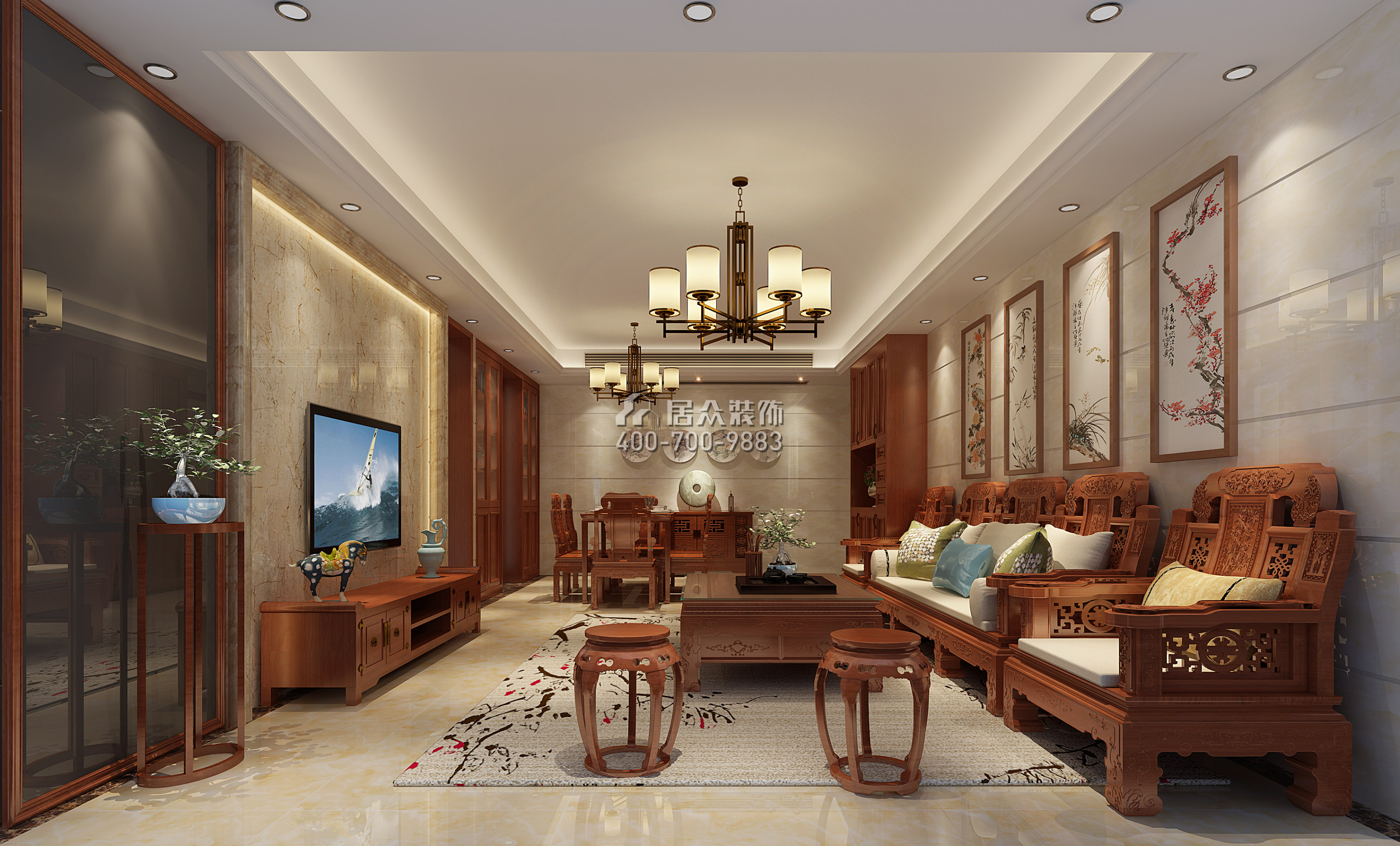 星海名城二期109平方米混搭风格平层户型客厅装修效果图
