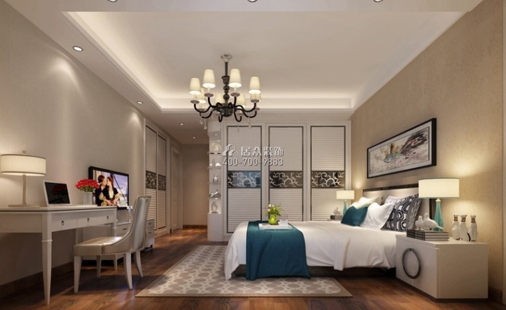 保利花城170平方米现代简约风格平层户型卧室装修效果图