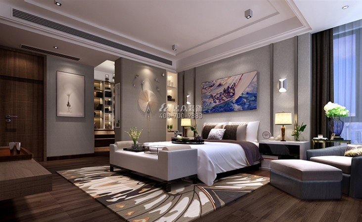 大信君汇湾275平方米现代简约风格平层户型卧室装修效果图
