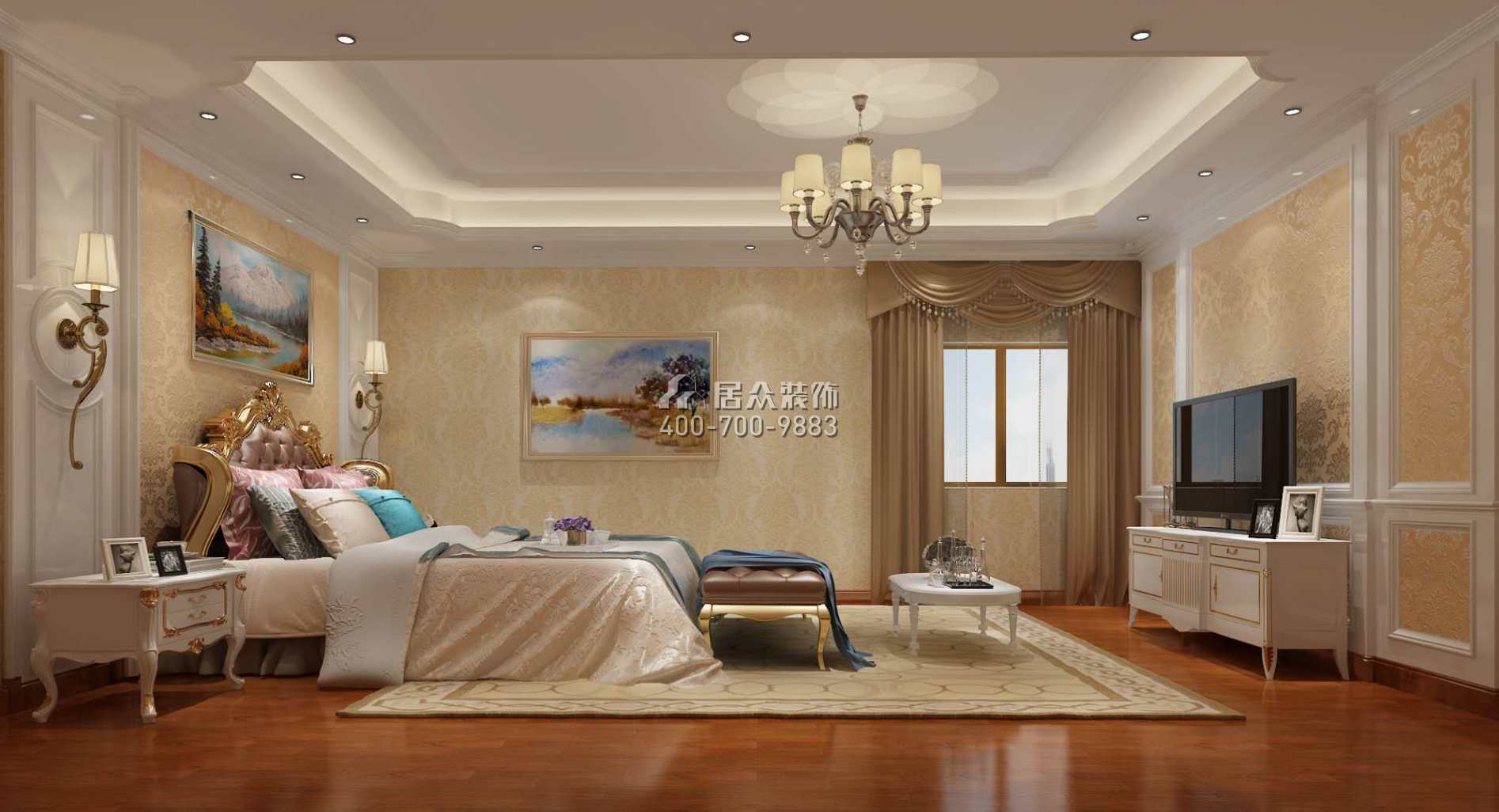 碧桂园太阳城400平方米欧式风格别墅户型卧室装修效果图