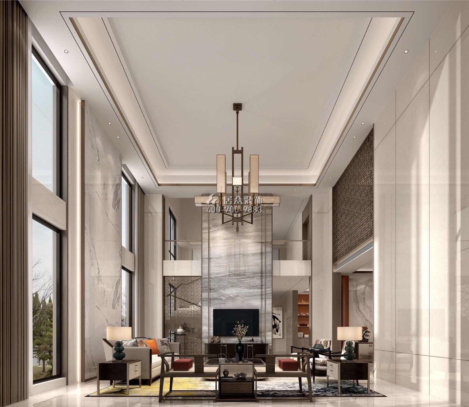 丽水佳园480平方米中式风格别墅户型客厅装修效果图