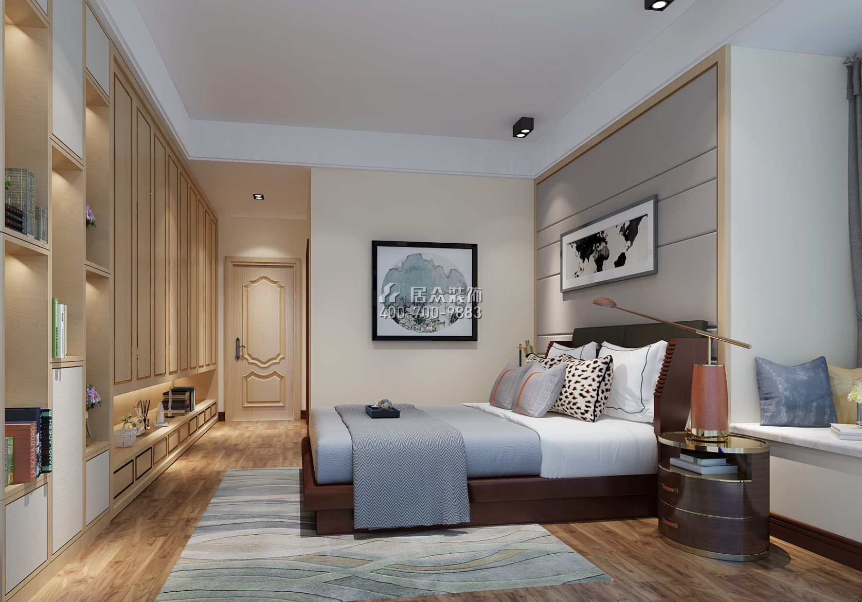 富力桃园140平方米现代简约风格平层户型卧室装修效果图