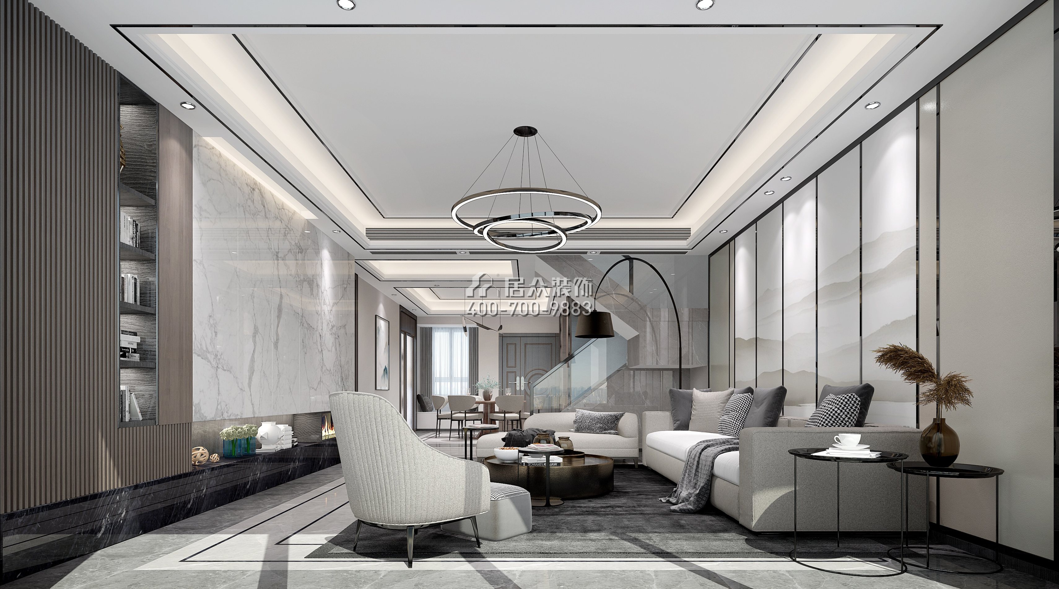 星河丹堤250平方米中式风格复式户型客厅装修效果图