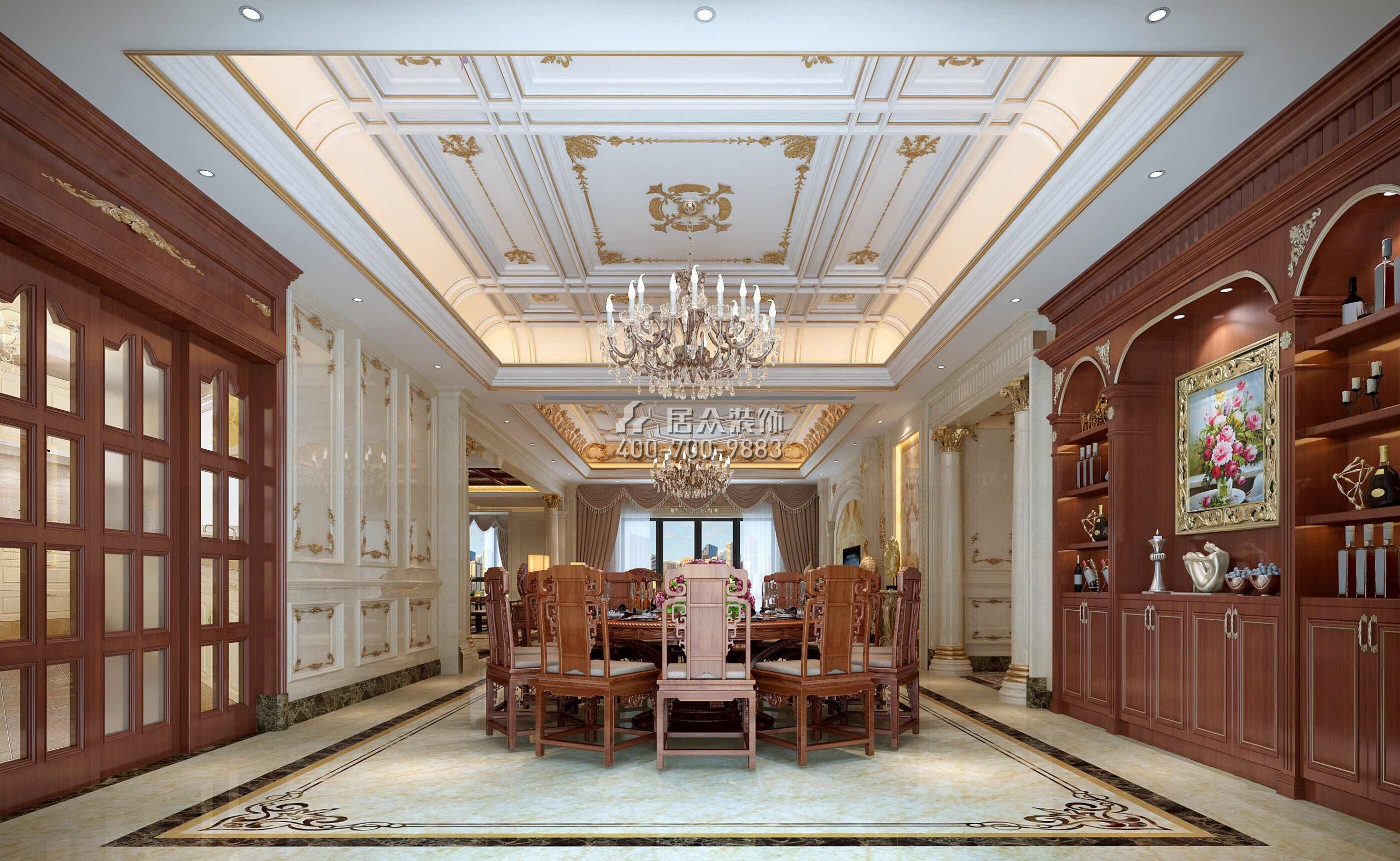 龍泉豪苑560平方米混搭風格平層戶型餐廳裝修效果圖