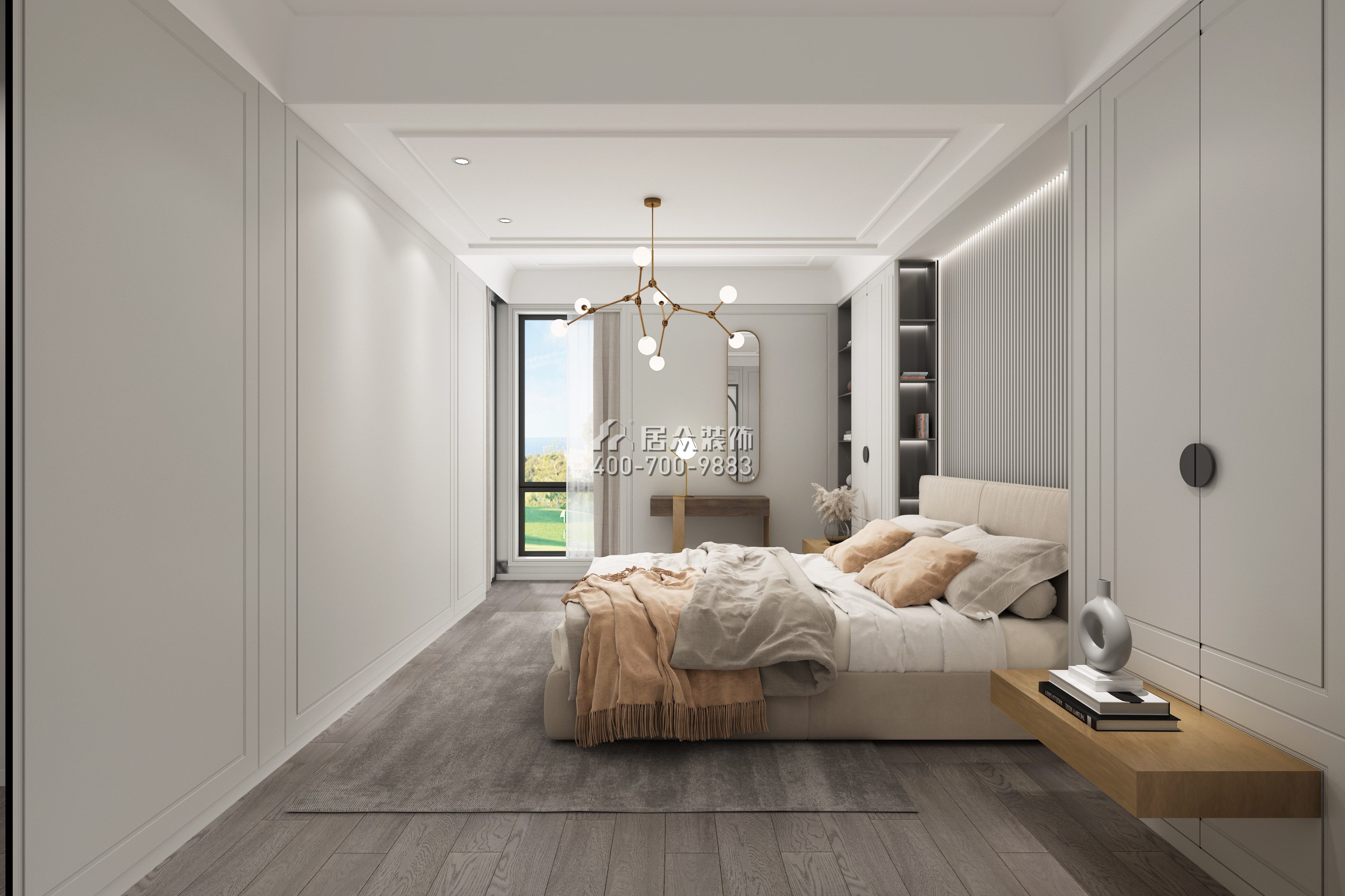 观澜高尔夫64平方米现代简约风格平层户型卧室装修效果图