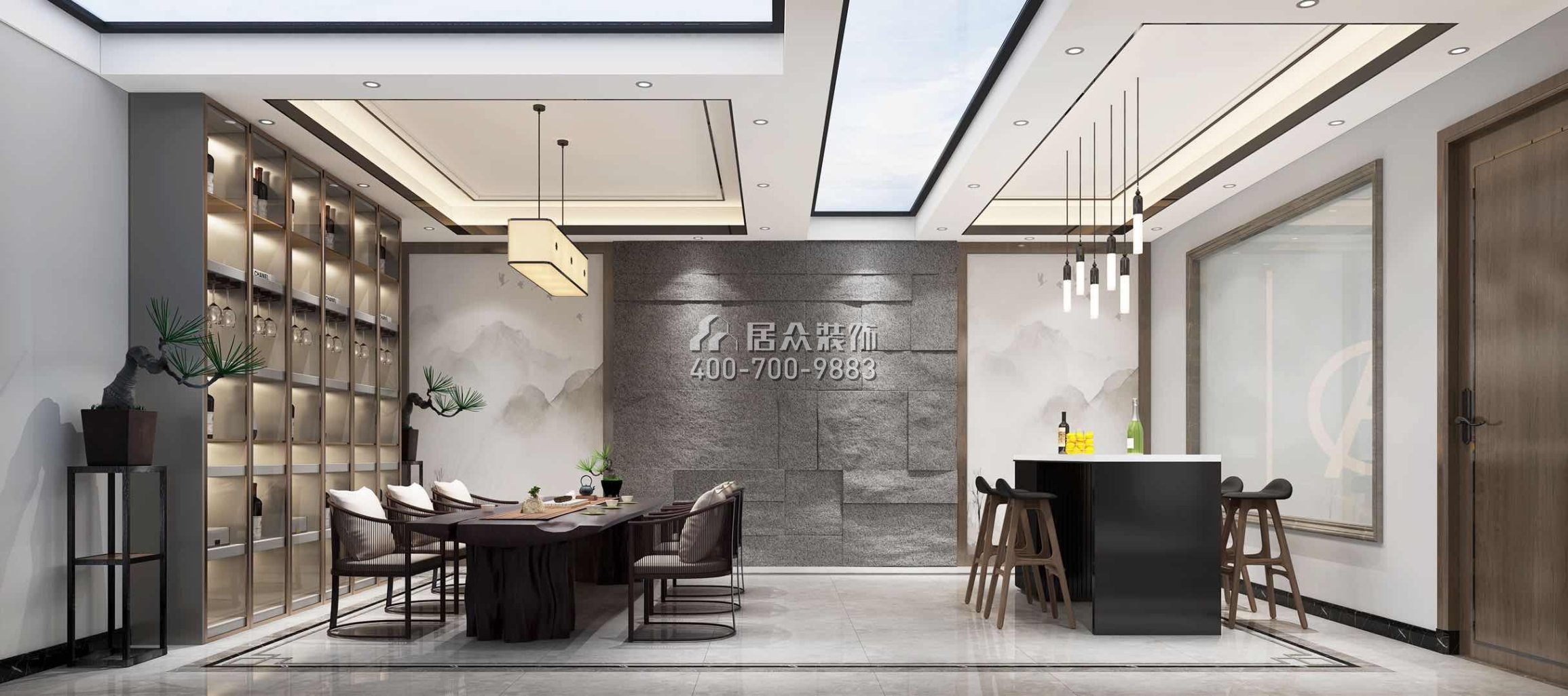 新世纪领居450平方米中式风格别墅户型餐厅装修效果图