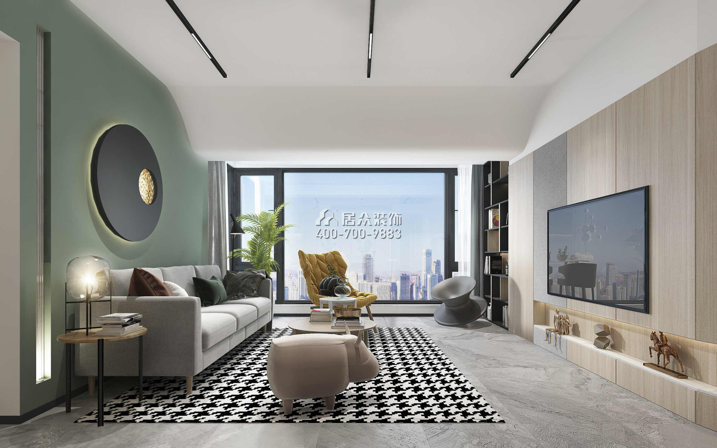 嘉華大廈130平方米現代簡約風格平層戶型客廳裝修效果圖