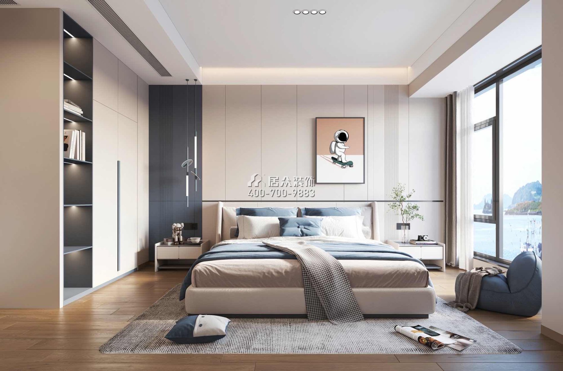 华发新城200平方米现代简约风格平层户型卧室开元官网效果图