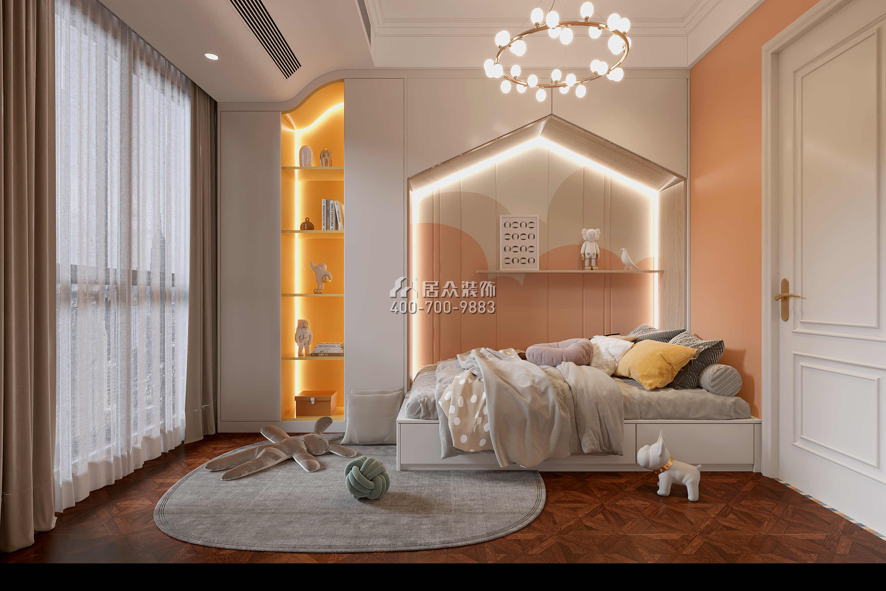 天健天驕南苑160平方米美式風格平層戶型臥室裝修效果圖