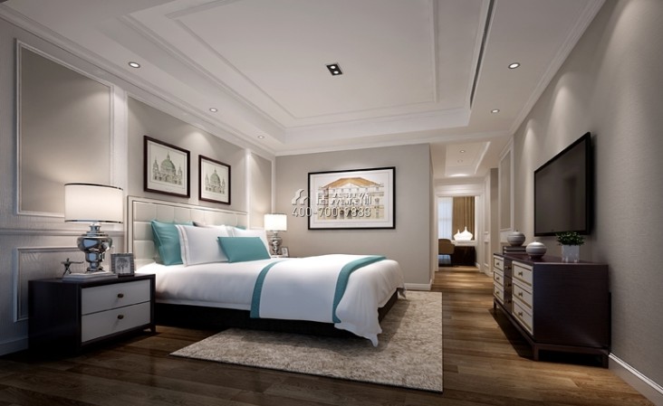 星河丹堤140平方米美式风格平层户型卧室装修效果图