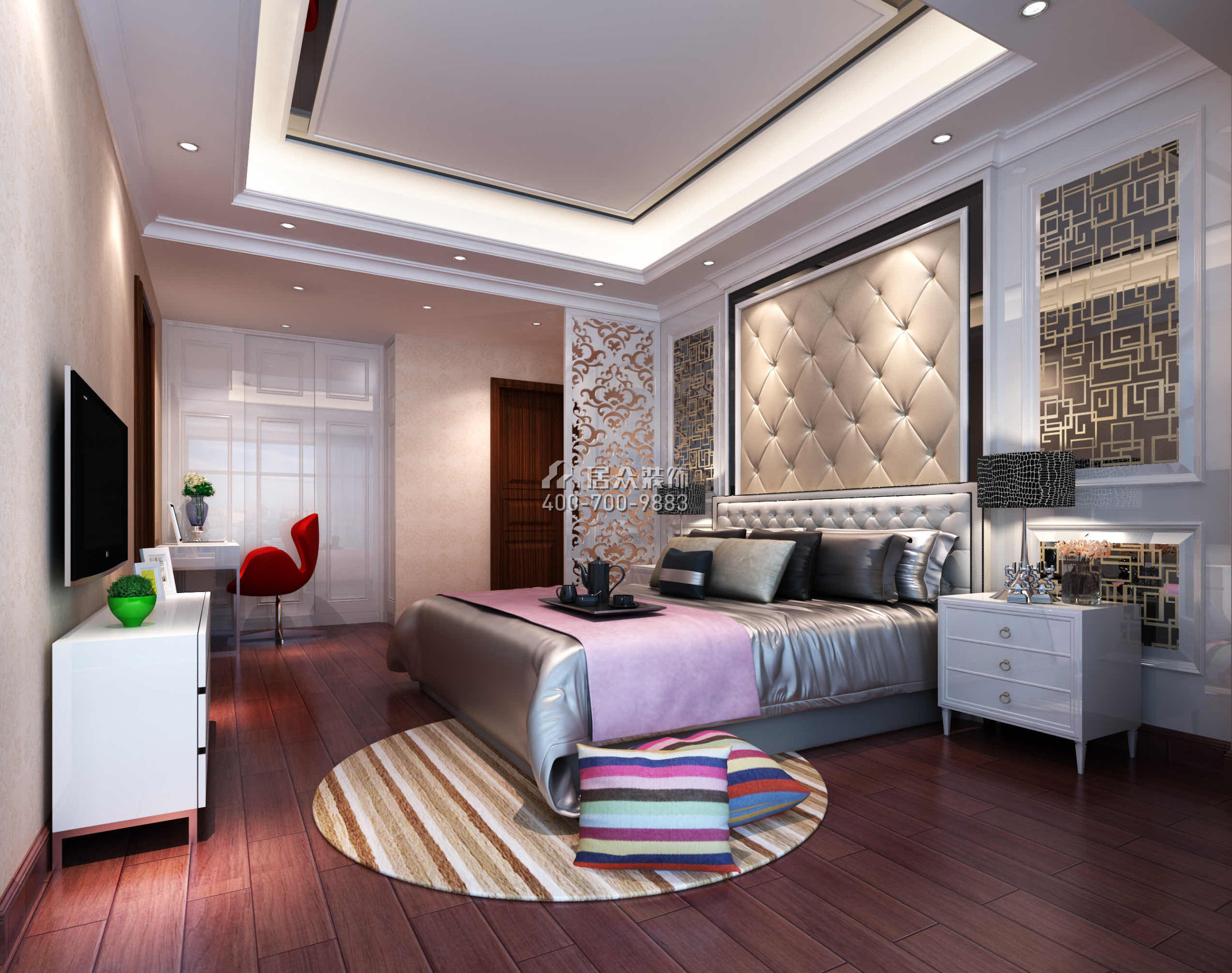 凯因新城天誉250平方米中式风格复式户型卧室装修效果图