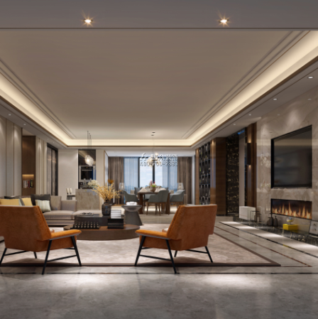 纯水岸十五期260平方米现代简约风格平层户型客厅装修效果图
