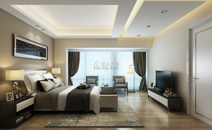 虹湾花园183平方米现代简约风格平层户型卧室装修效果图