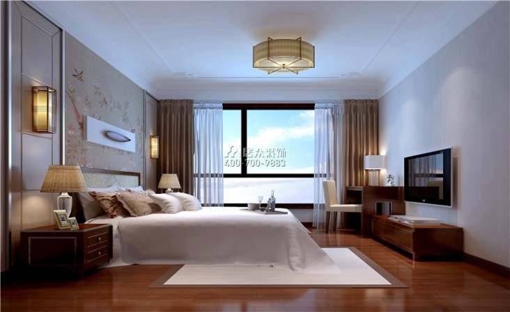 海景国际一期铭豪轩130平方米中式风格平层户型卧室装修效果图