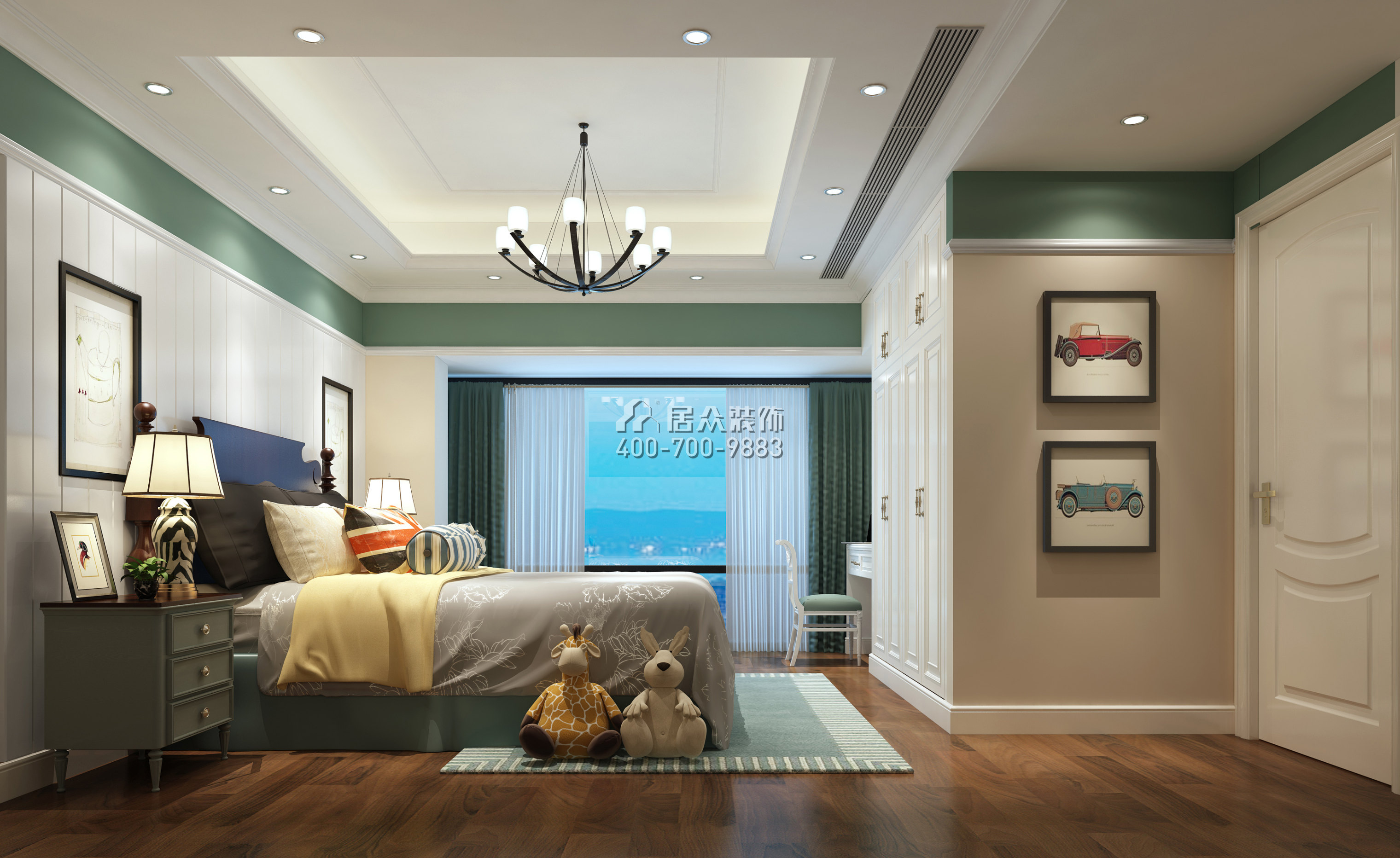 虹湾花园160平方米欧式风格平层户型卧室装修效果图