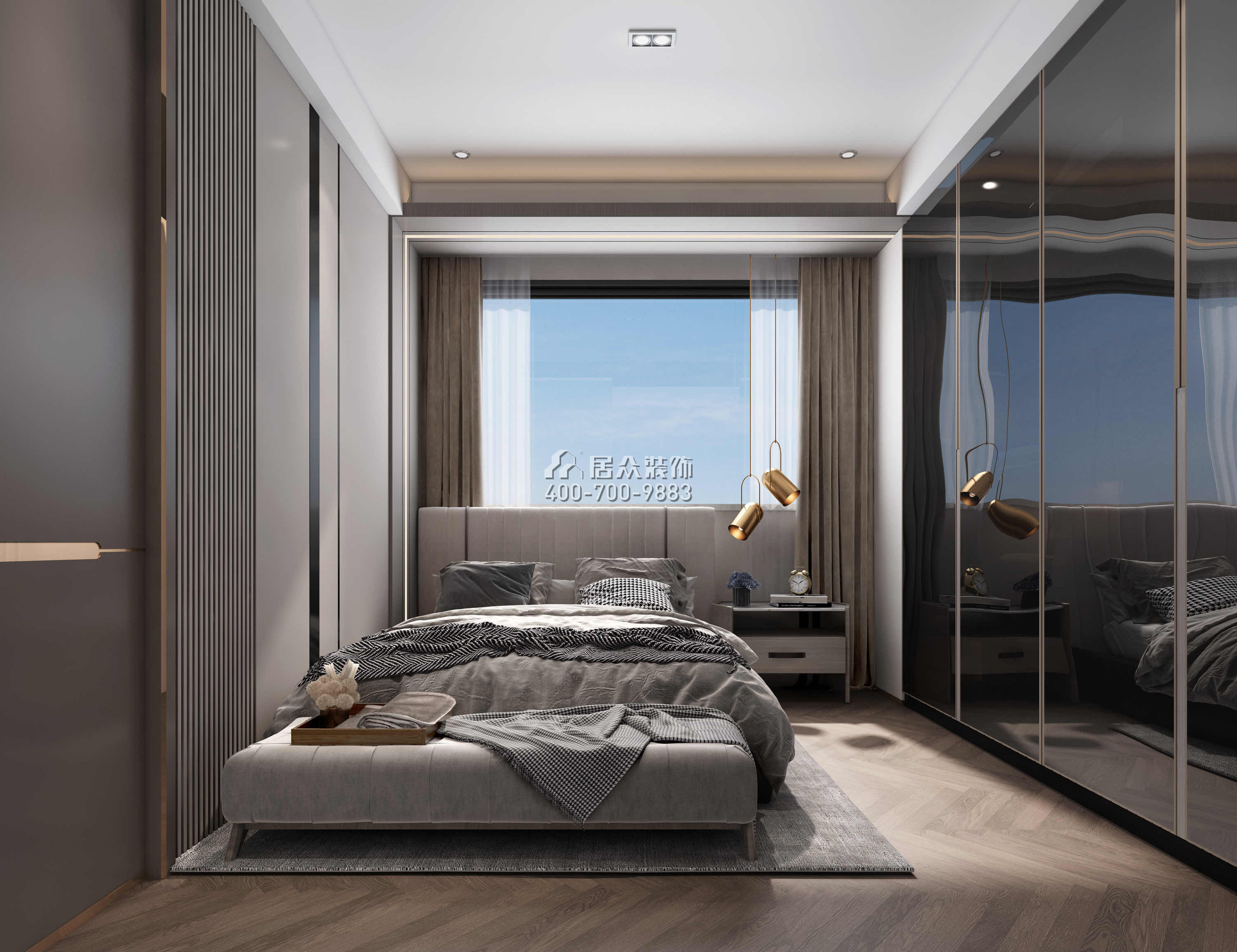 天鹅堡370平方米现代简约风格平层户型卧室装修效果图