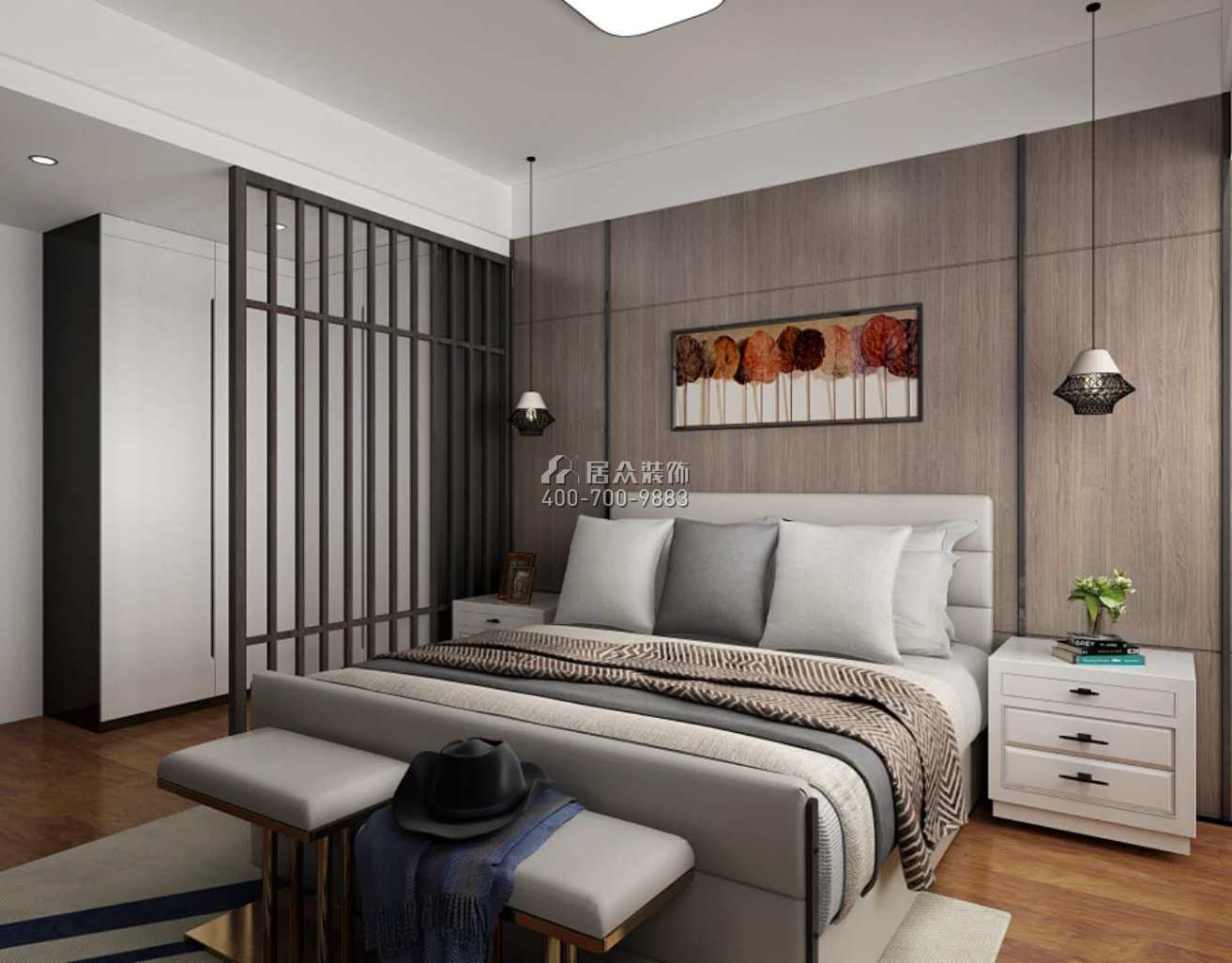 桂芳園八期226平方米現代簡約風格復式戶型臥室裝修效果圖