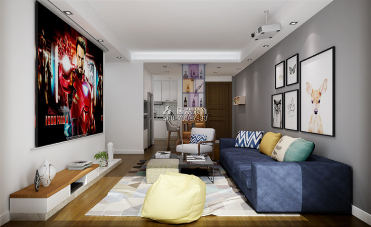 天下锦城112平方米现代简约风格平层户型客厅装修效果图