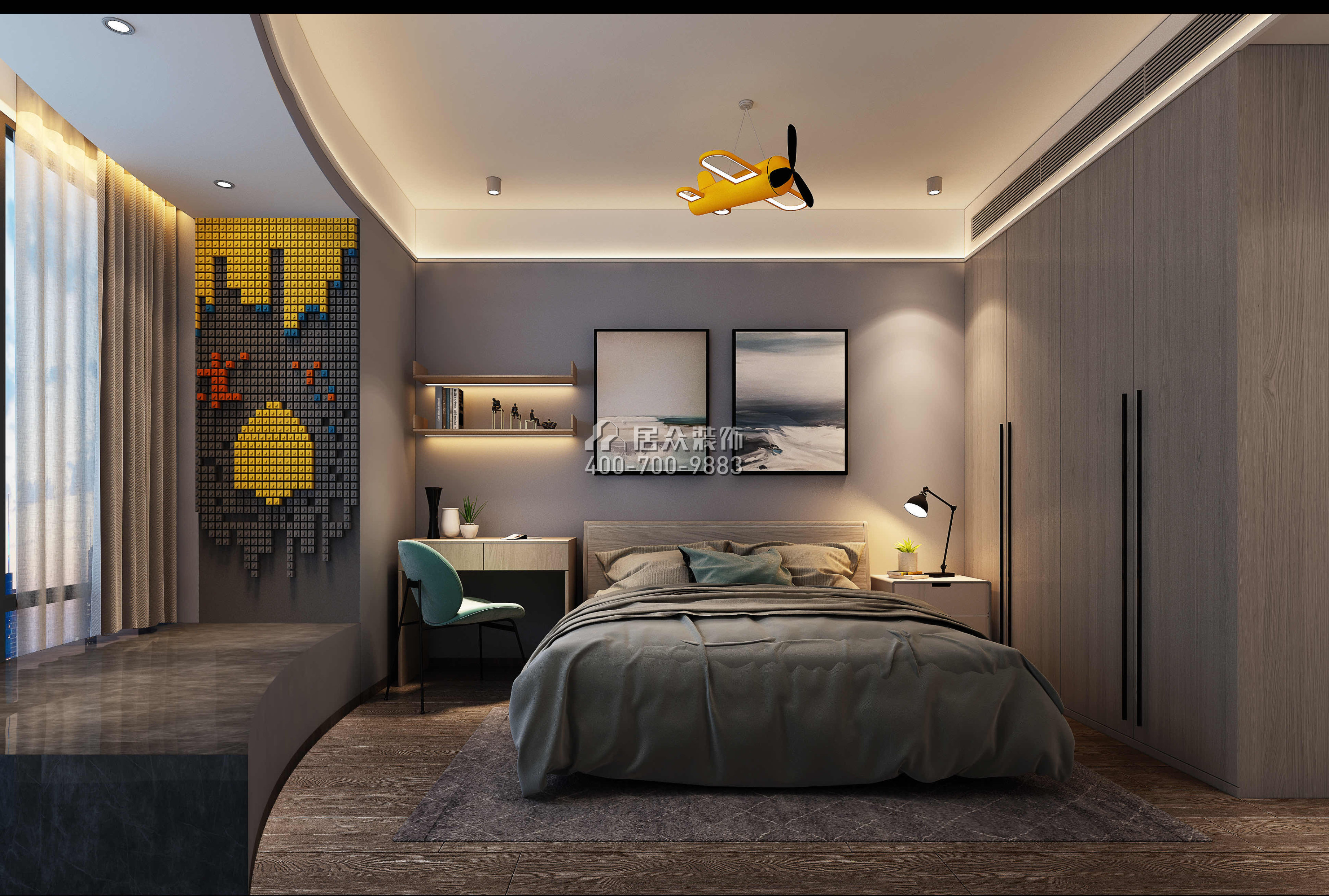 金泓凱旋城185平方米現代簡約風格平層戶型臥室裝修效果圖