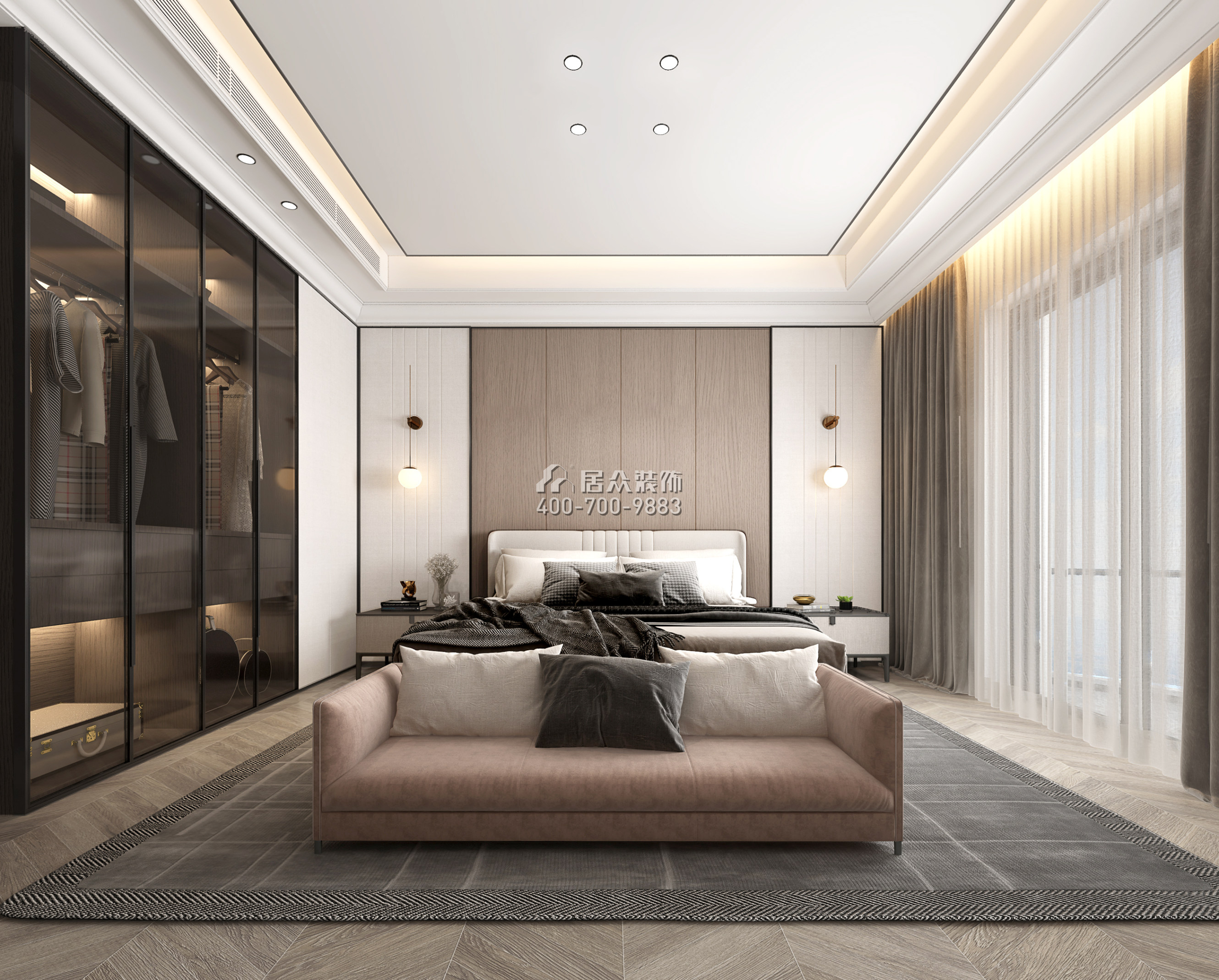 万科瑧山道289平方米现代简约风格平层户型卧室装修效果图