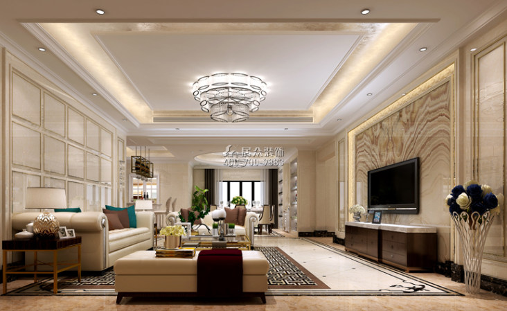 万林湖267平方米现代简约风格平层户型客厅装修效果图