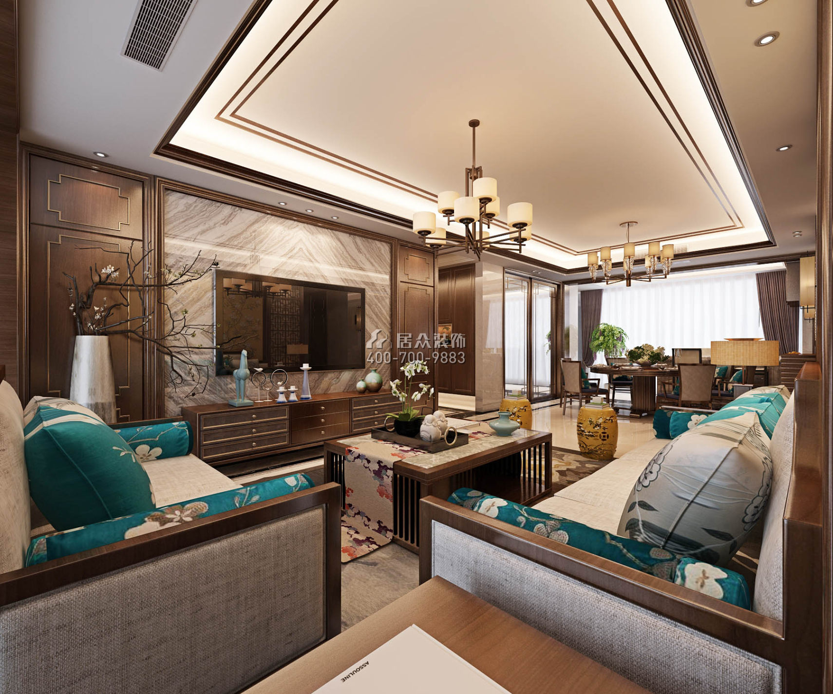 联投东方143平方米中式风格平层户型客厅装修效果图