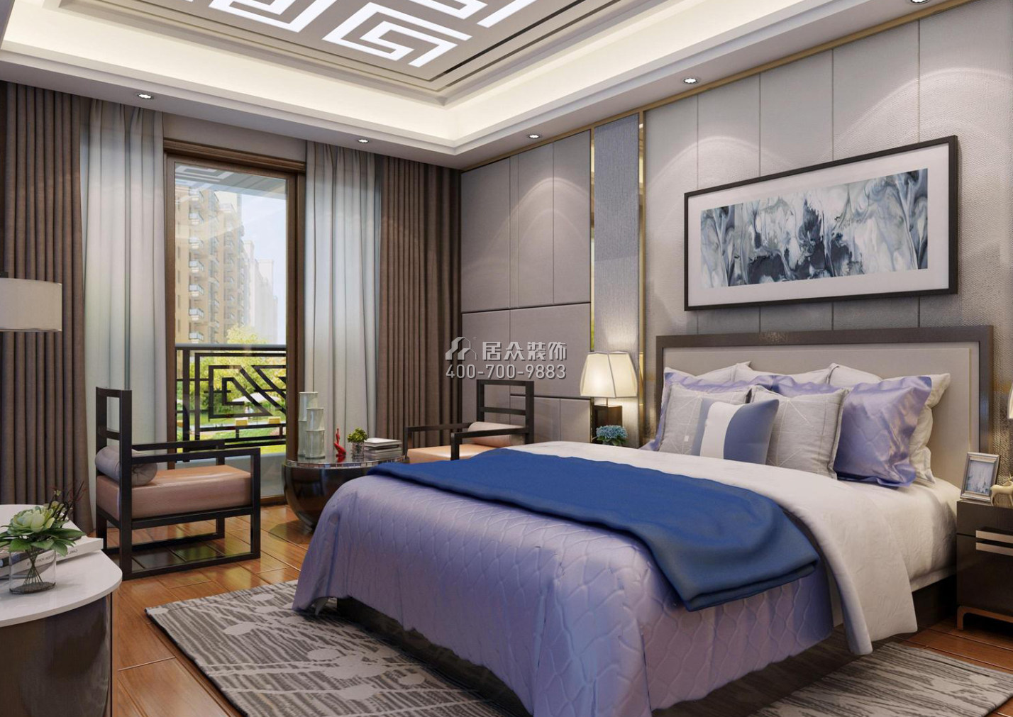 枫丹雅苑145平方米中式风格平层户型卧室装修效果图