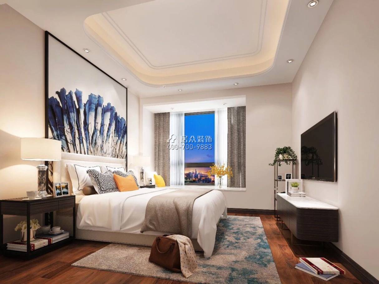 松茂御龙湾雅苑一期180平方米现代简约风格平层户型卧室装修效果图