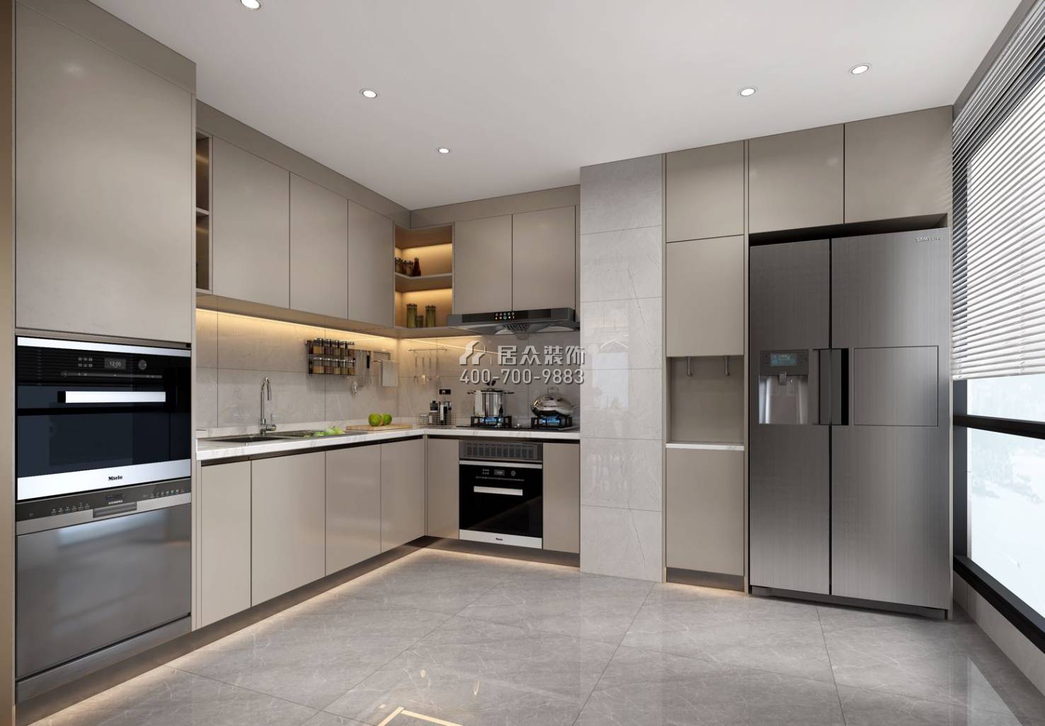 京基·御景峯130平方米现代简约风格平层户型厨房装修效果图