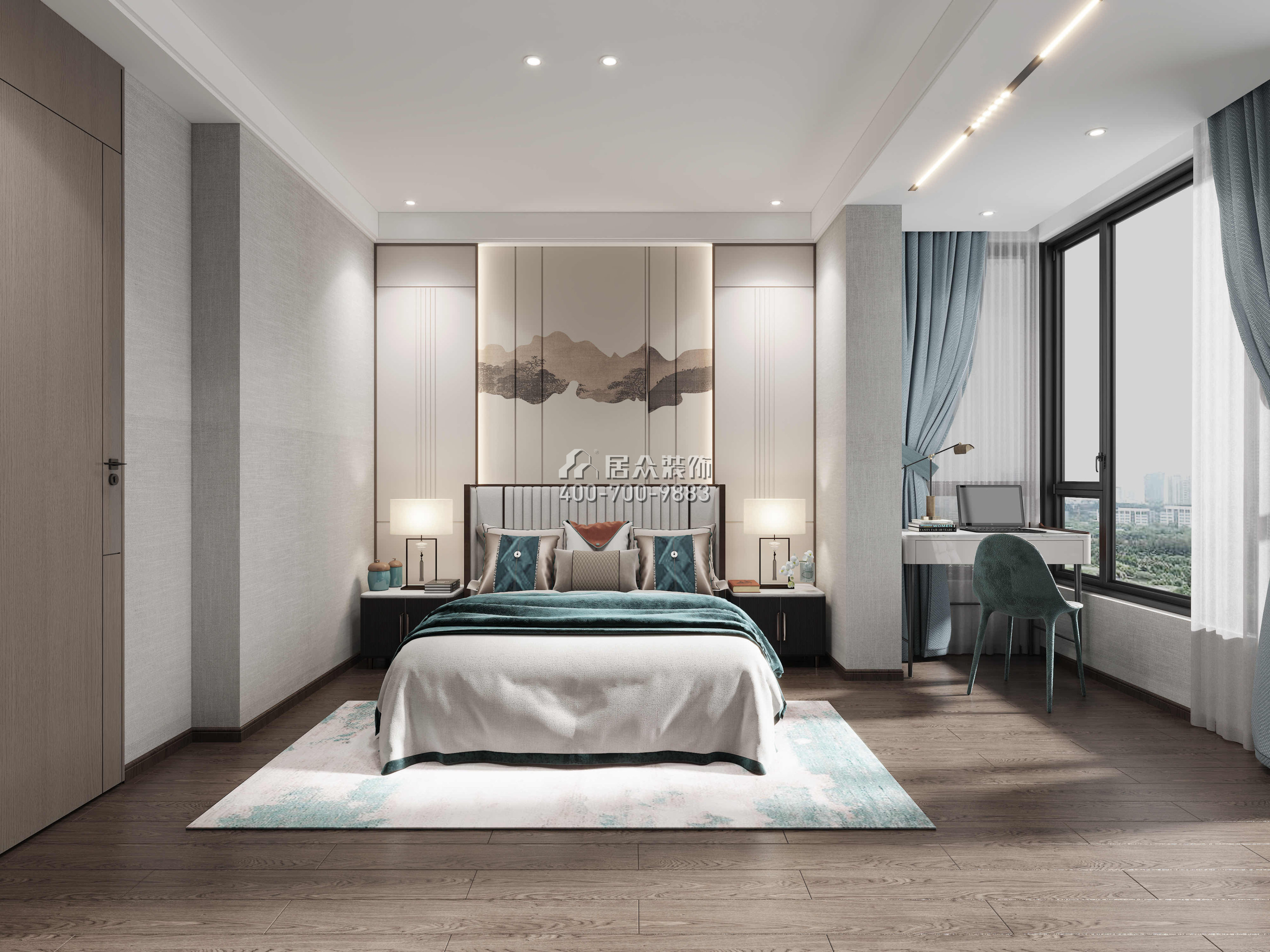 宝利豪庭500平方米中式风格复式户型卧室装修效果图