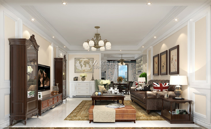 中伦东海岸137平方米美式风格平层户型客厅装修效果图