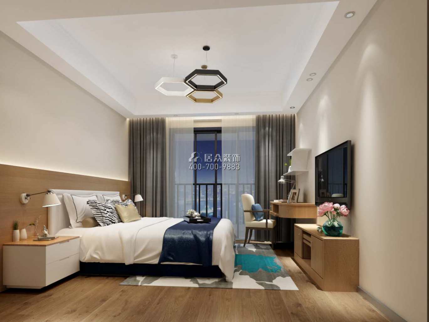 百捷中央公园华府140平方米现代简约风格平层户型卧室装修效果图