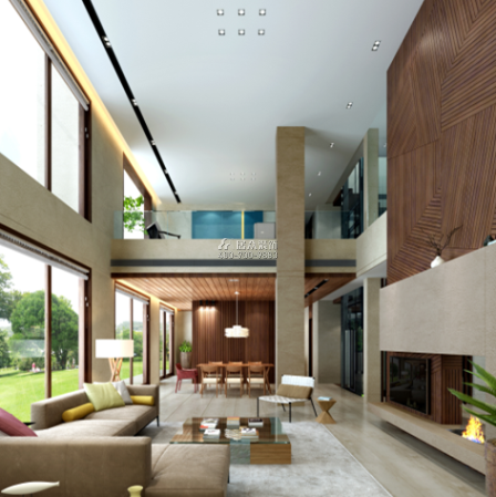 保利麓谷林语400平方米现代简约风格别墅户型客厅装修效果图