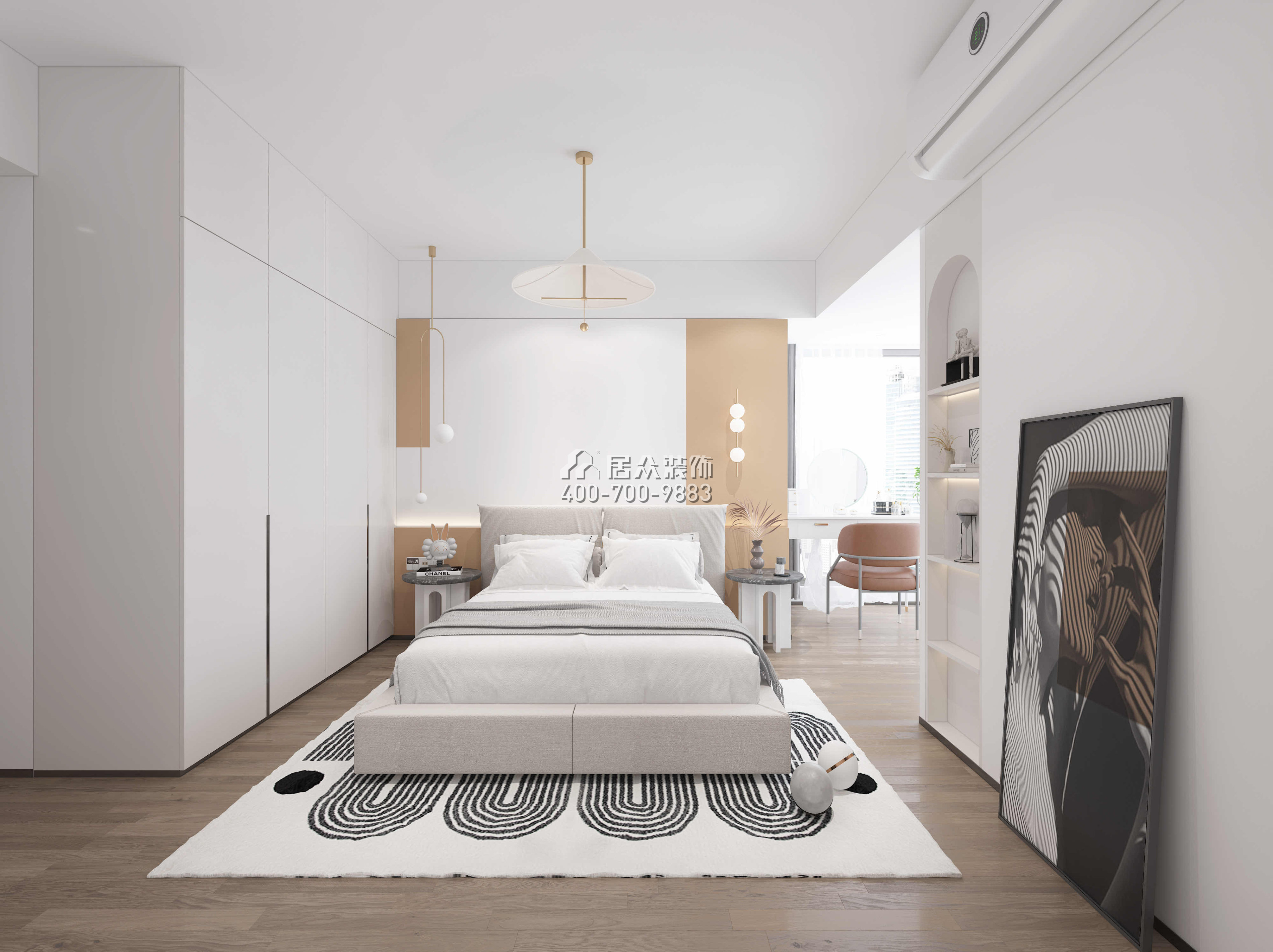 阳光玫瑰园110平方米北欧风格平层户型卧室装修效果图