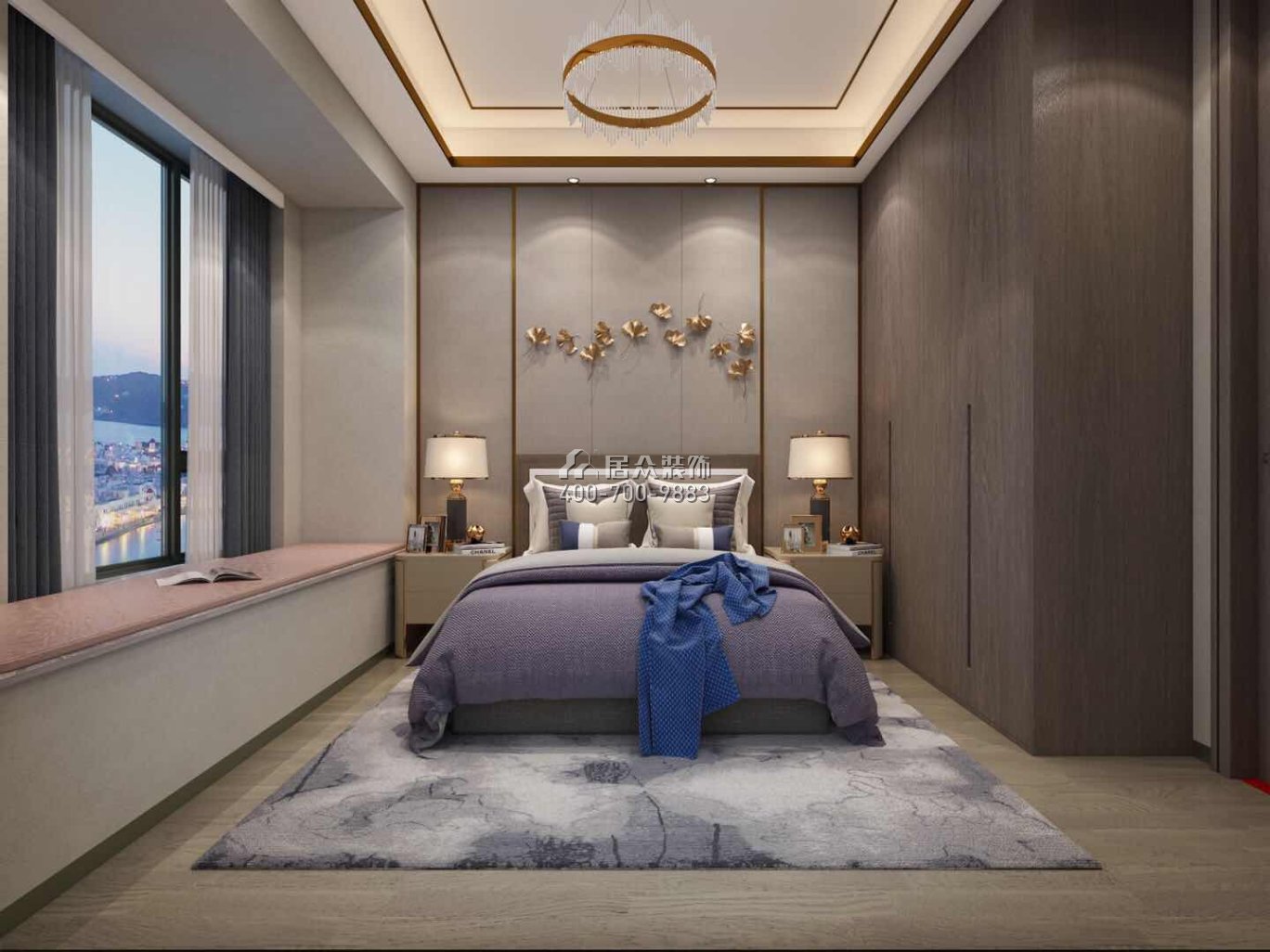 蘭江山第二期313平方米中式風格平層戶型臥室裝修效果圖